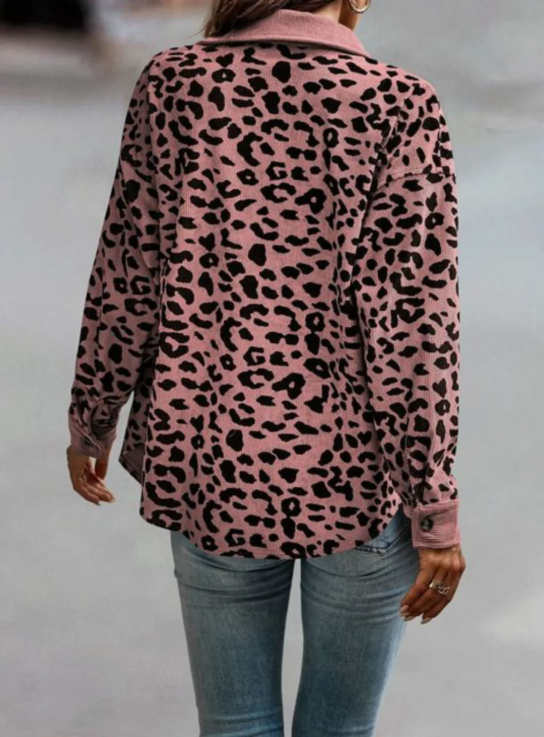 FIDDY Jeansjacke Damen-Langarmjacke mit Leopardenmuster– Damenjacke –Damen- günstig online kaufen