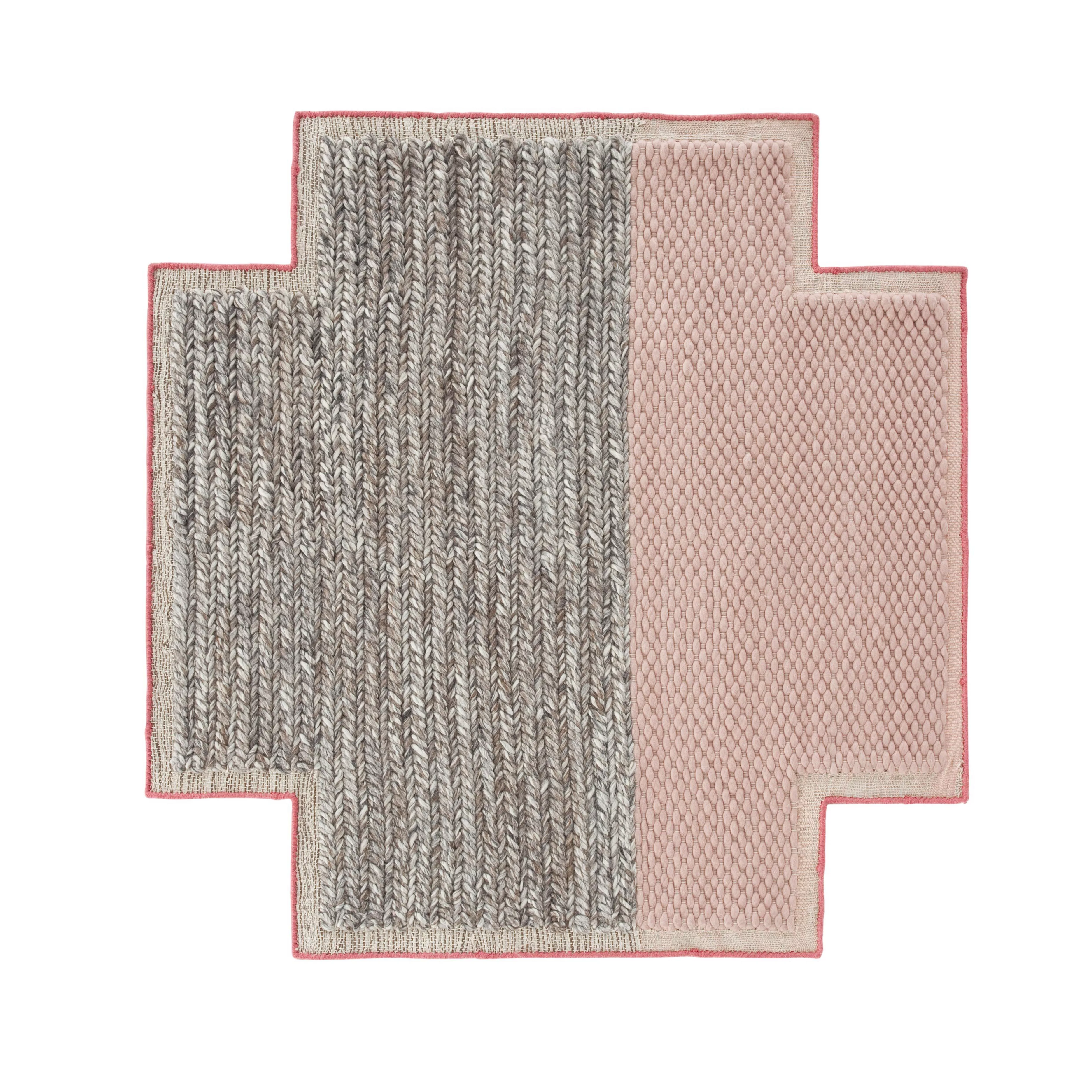 GAN - Mangas Space Square Teppich - pink/grau geflochten/100% neue Wolle/vo günstig online kaufen