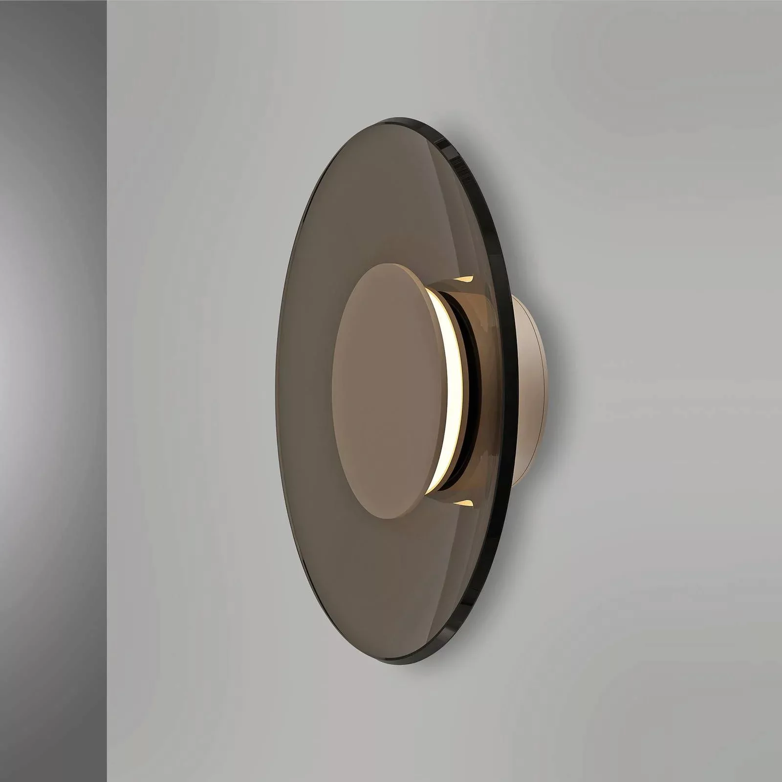 PURE LED-Wandleuchte Moon, bronze, Ø 32 cm, Glas/Aluminium günstig online kaufen