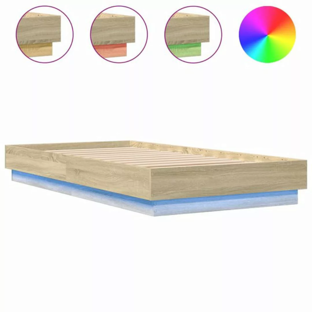 vidaXL Bettgestell Bettgestell mit LED Sonoma Eiche 90x190 cm Bett Bettgest günstig online kaufen