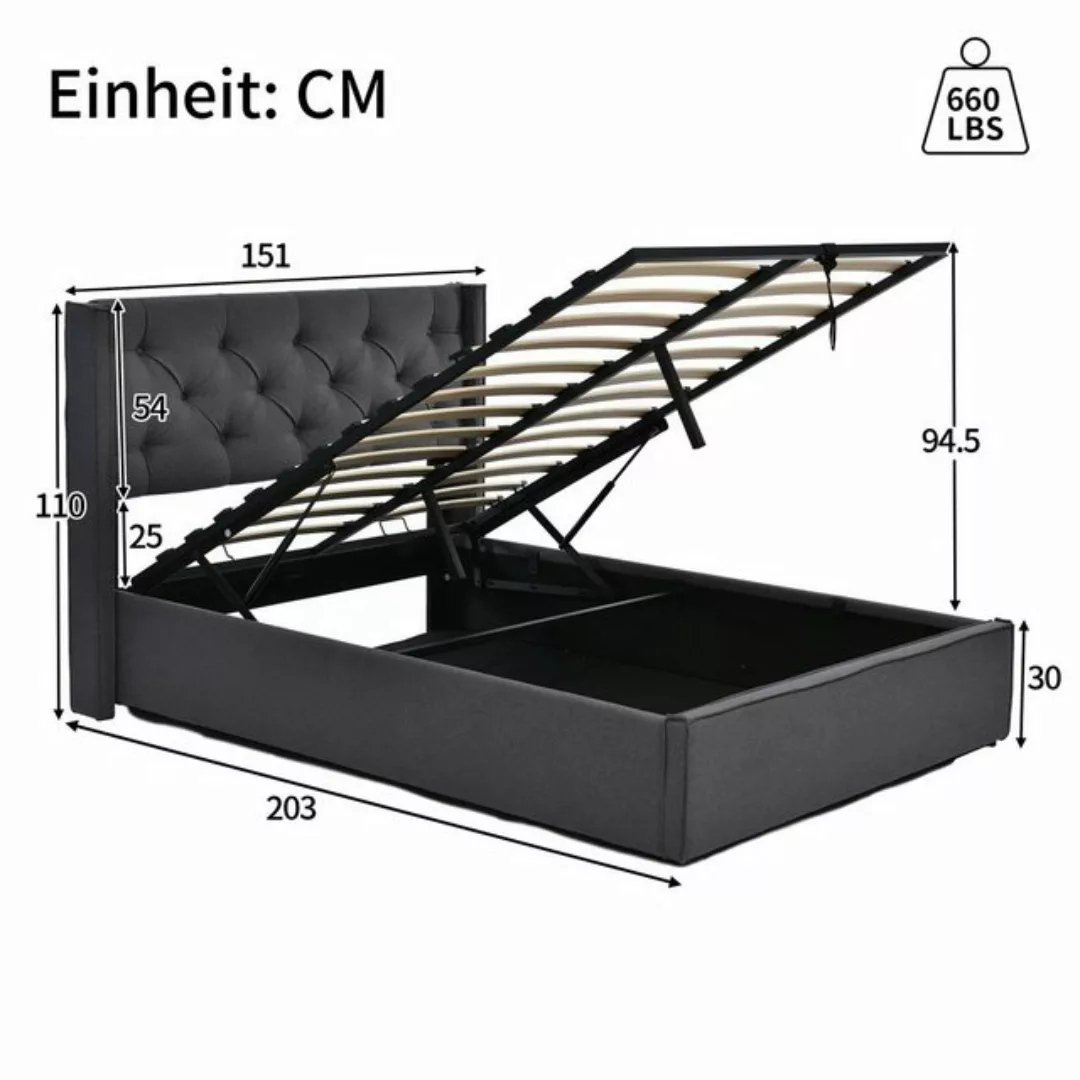 BlingBin Polsterbett Funktionsbett (Hydraulisch Doppelbett mit Stauraum), m günstig online kaufen