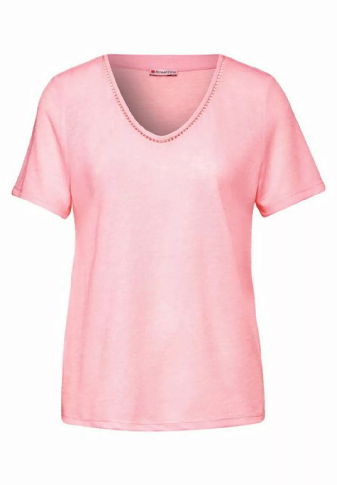 STREET ONE T-Shirt LTD QR linen look shirt w.croc günstig online kaufen