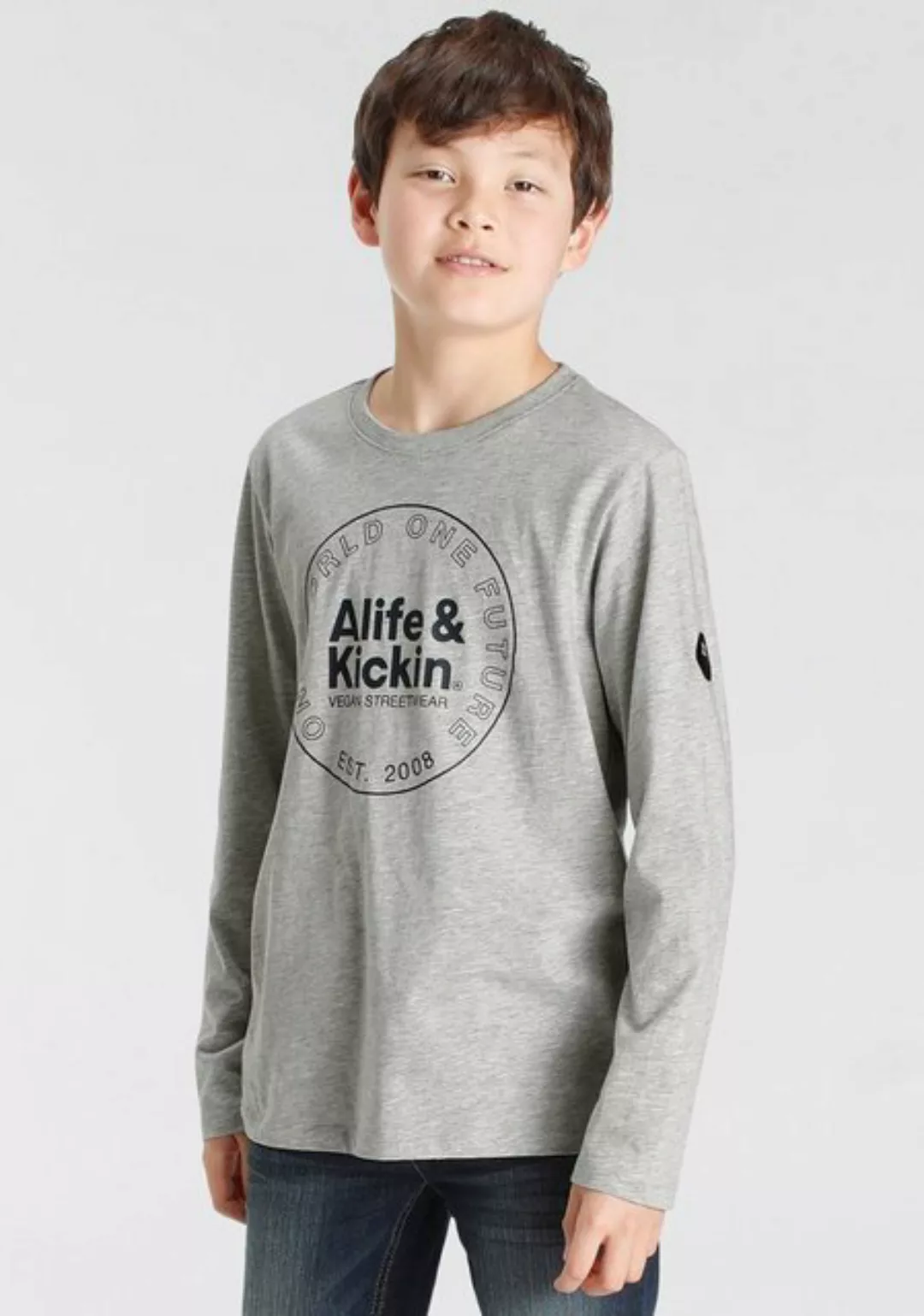 Alife & Kickin Langarmshirt Logo-Print in melierter Qualität, NEUE MARKE! günstig online kaufen