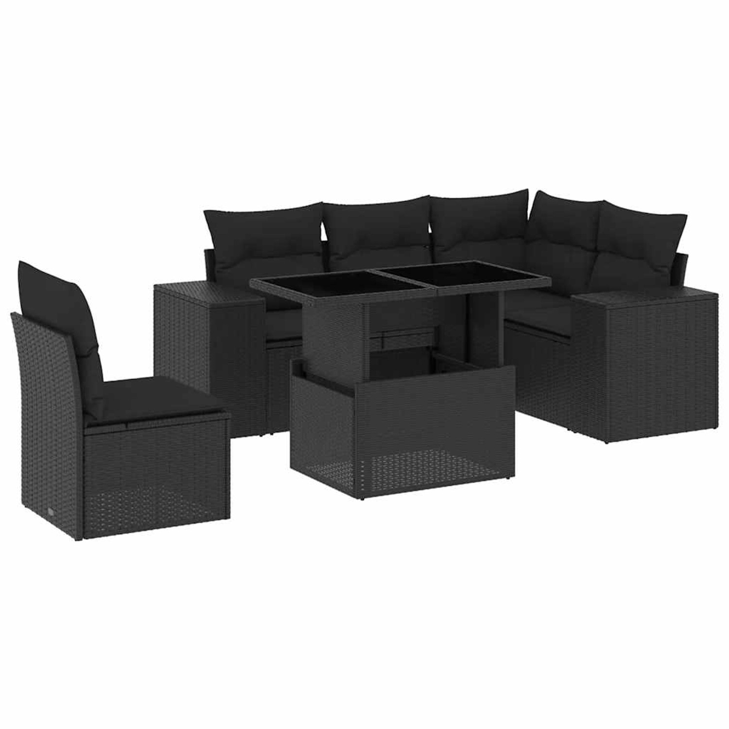 vidaXL 6-Tlg Garten-Sofagarnitur mit Kissen Schwarz Poly Rattan 3269165 günstig online kaufen