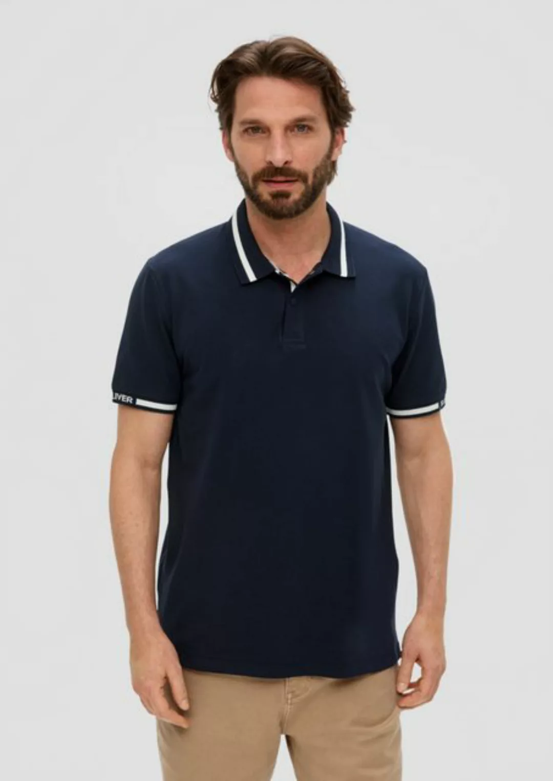 s.Oliver Kurzarmshirt Poloshirt mit Kontrast-Detail Kontrast-Details günstig online kaufen
