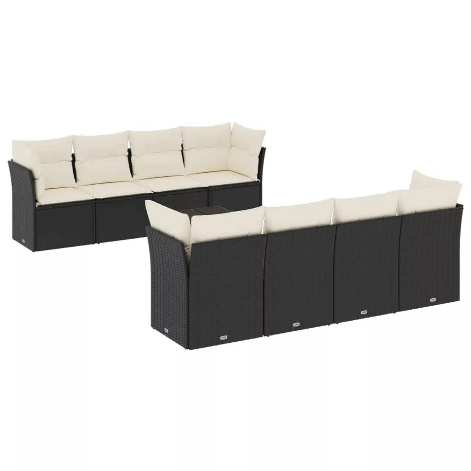 vidaXL 9-tlg Garten-Sofagarnitur mit Kissen Schwarz Poly Rattan Modell 159 günstig online kaufen