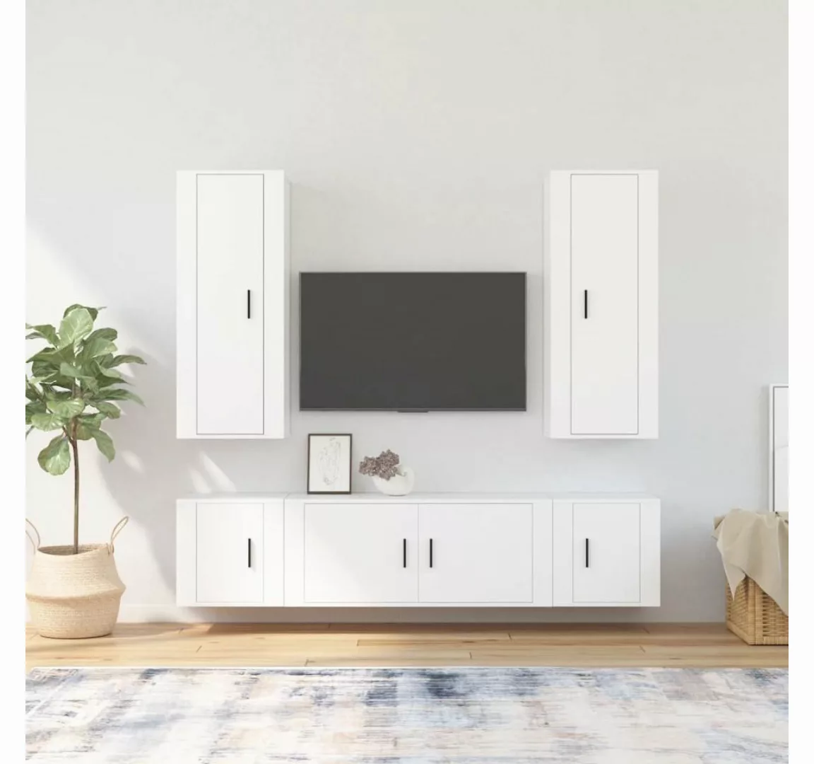 furnicato TV-Schrank 5-tlg. TV-Schrank-Set Weiß Holzwerkstoff günstig online kaufen