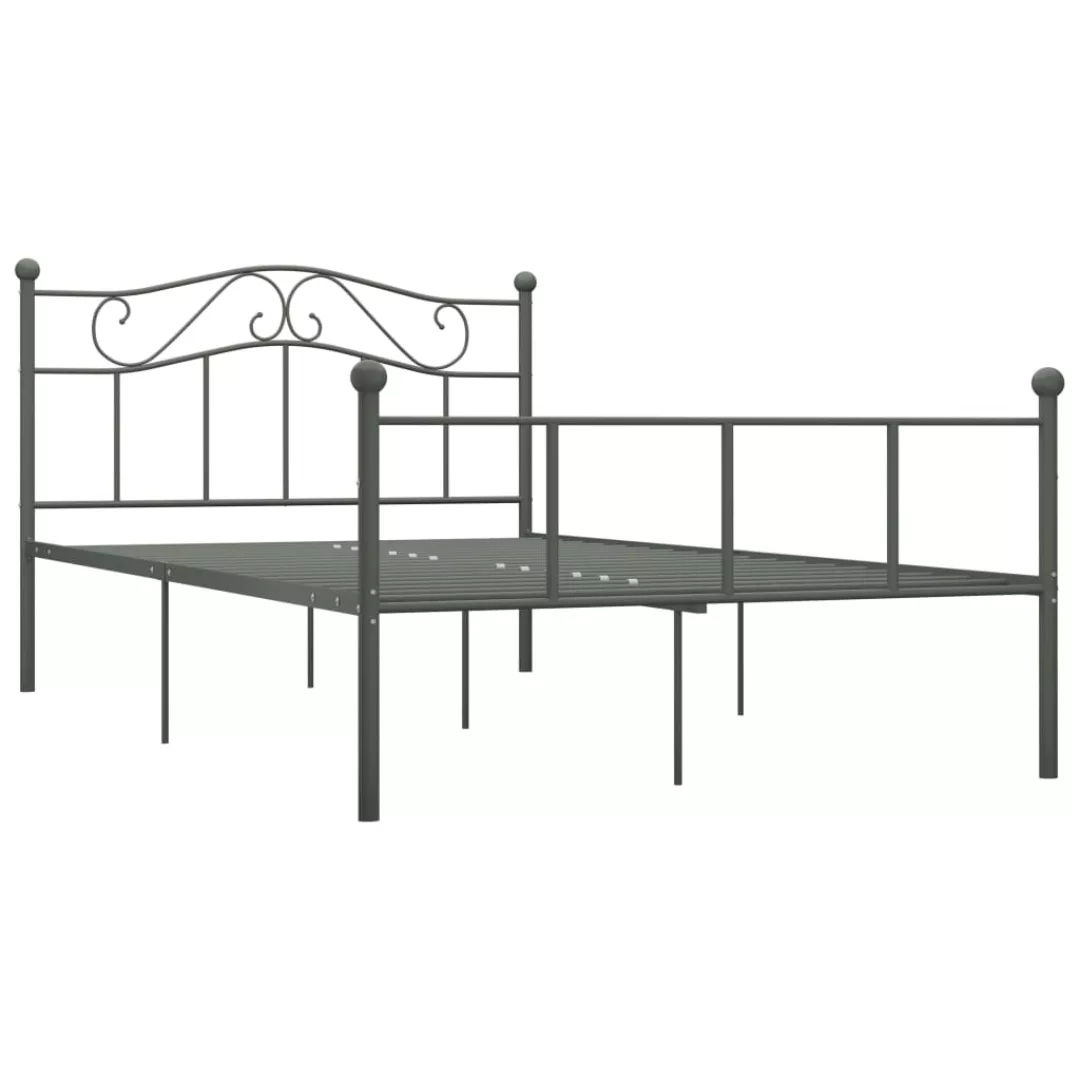 vidaXL Bettgestell Bettgestell Grau Metall 160200 cm Bett Bettrahmen Bettge günstig online kaufen