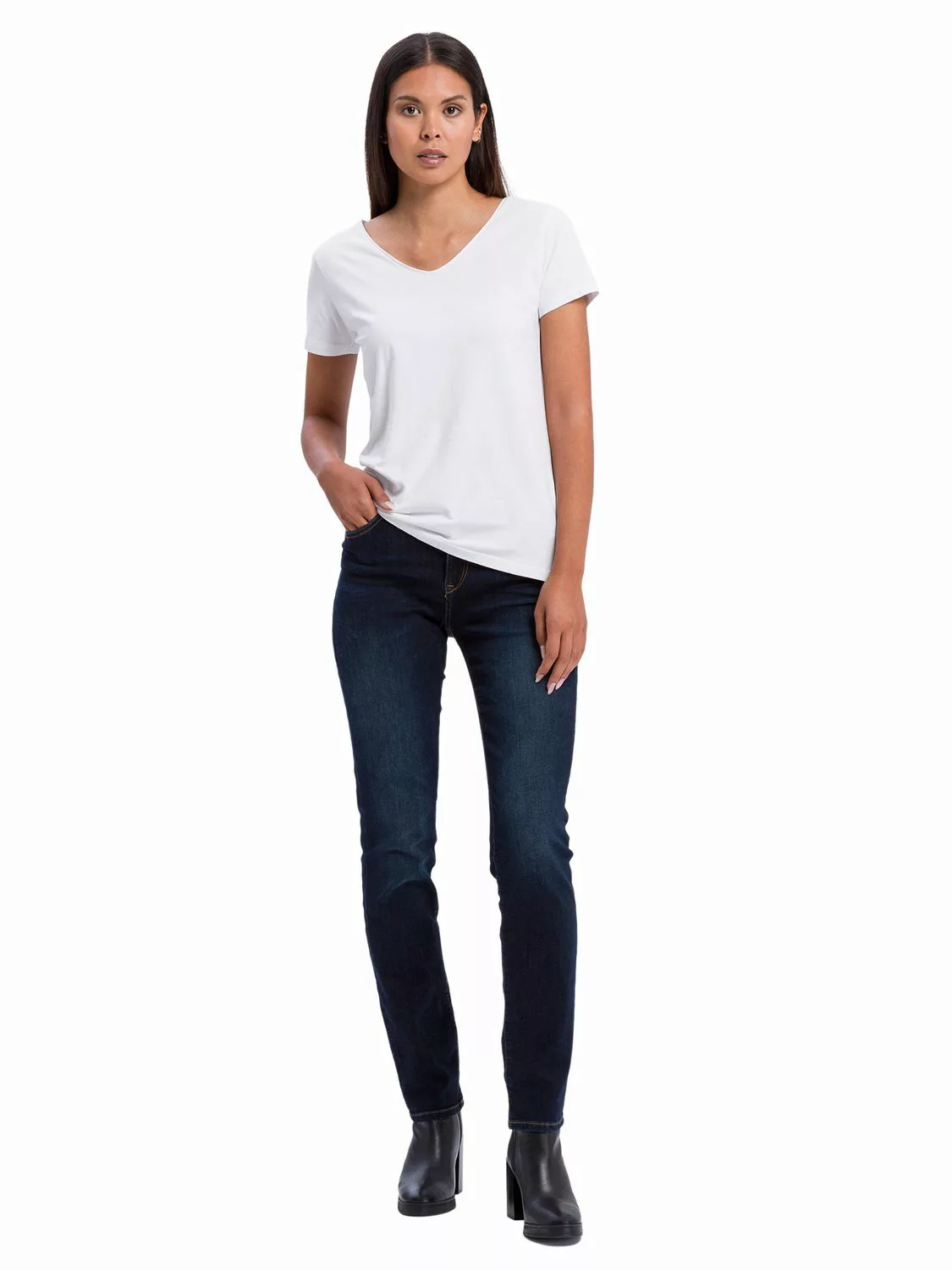 Cross Jeans Damen Jeans Anya - Slim Fit - Dark Blue Used günstig online kaufen