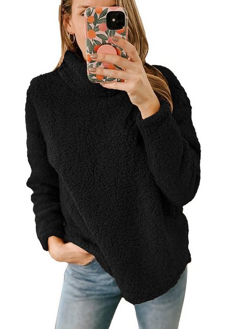 RUZU UG Rollkragenpullover Rollkragen einfarbiger Fleece-Pullover für Damen günstig online kaufen