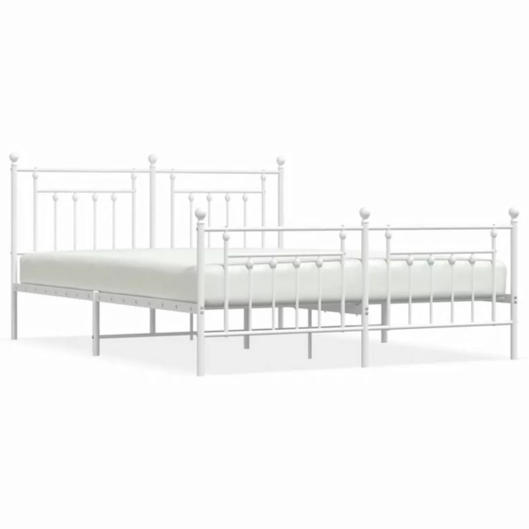 furnicato Bett Bettgestell mit Kopf- und Fußteil Metall Weiß 180x200 cm günstig online kaufen