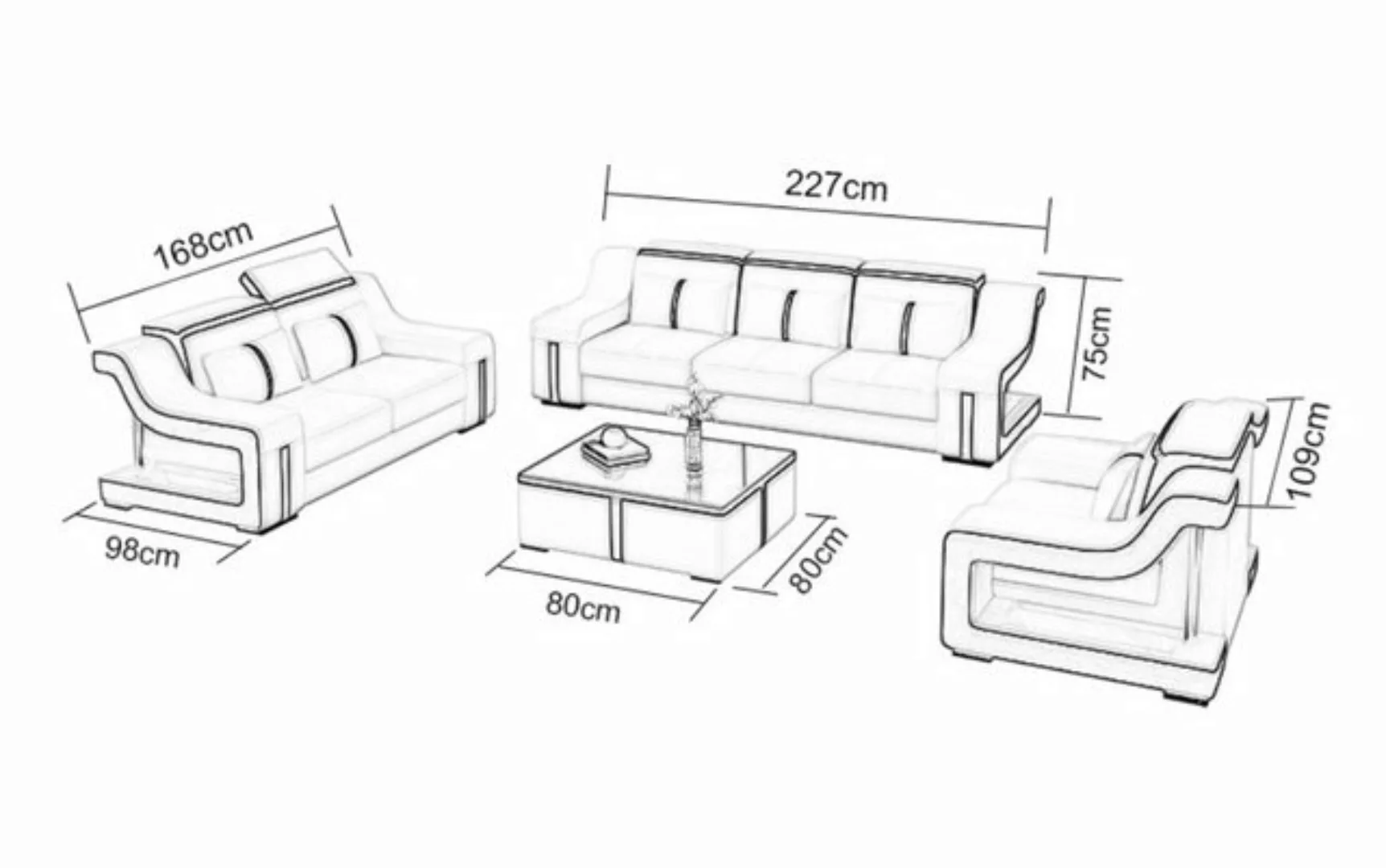 JVmoebel Sofa Dreisitzer Designer Sofa Couch 3 Sitz Polster Leder Couchen B günstig online kaufen