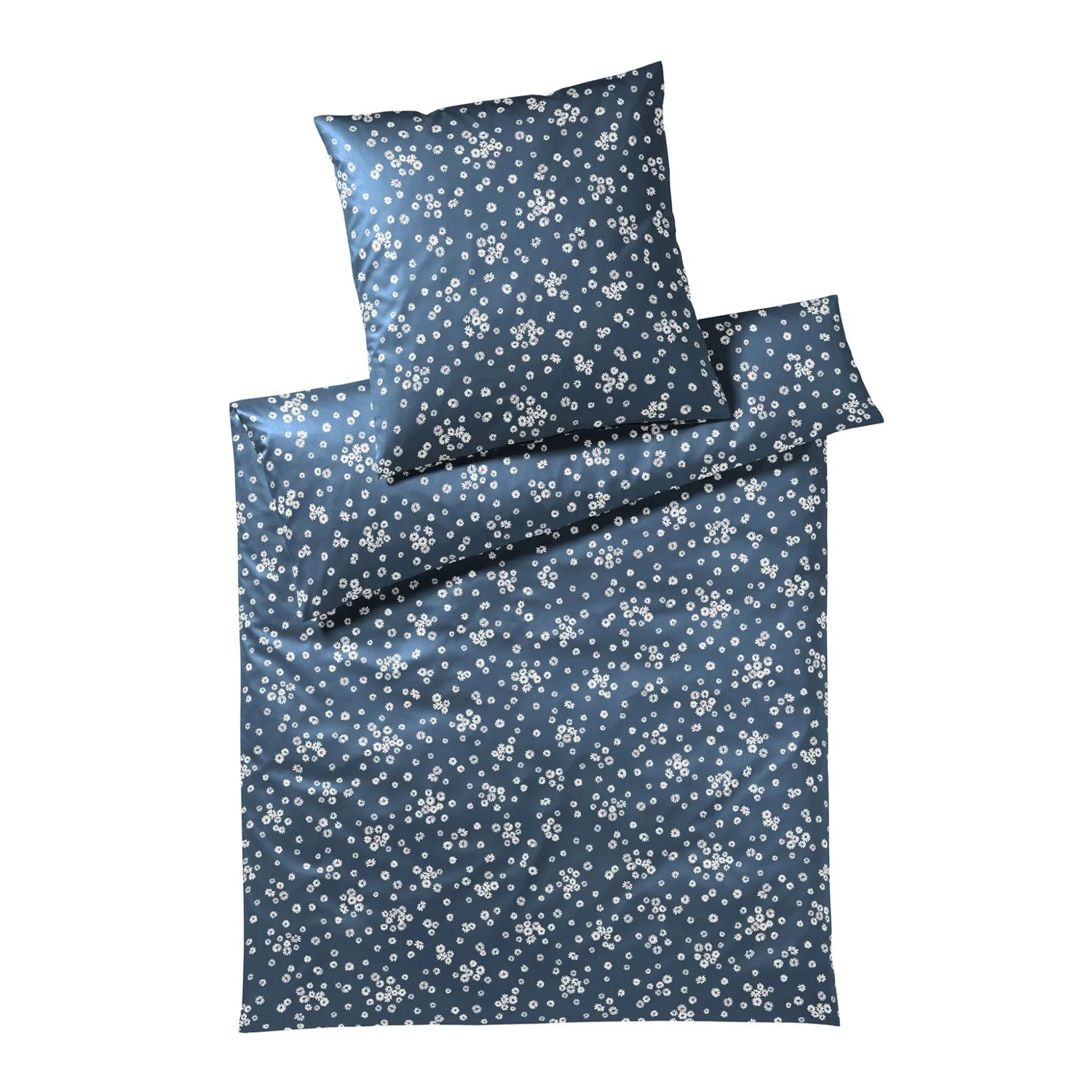 Elegante Interlock Jersey Bettwäsche Daisies 3565-2 Blume Blau 135x200 günstig online kaufen
