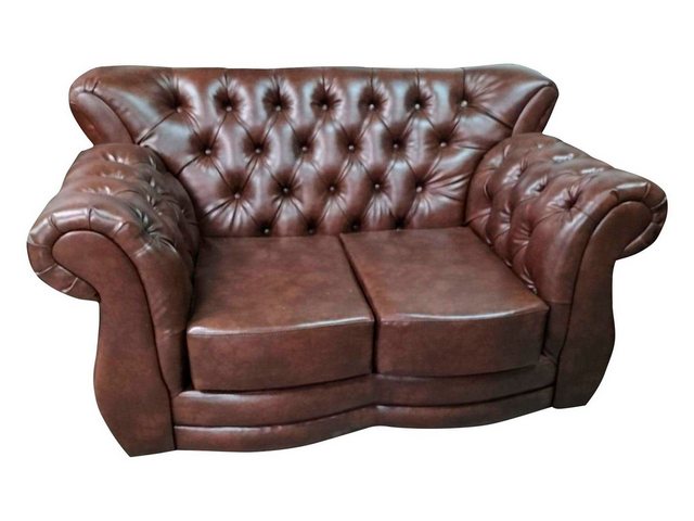 Xlmoebel Sofa Neu Luxus Couch 2 Sitzer Sofas Braun Ledersofa Chesterfield, günstig online kaufen