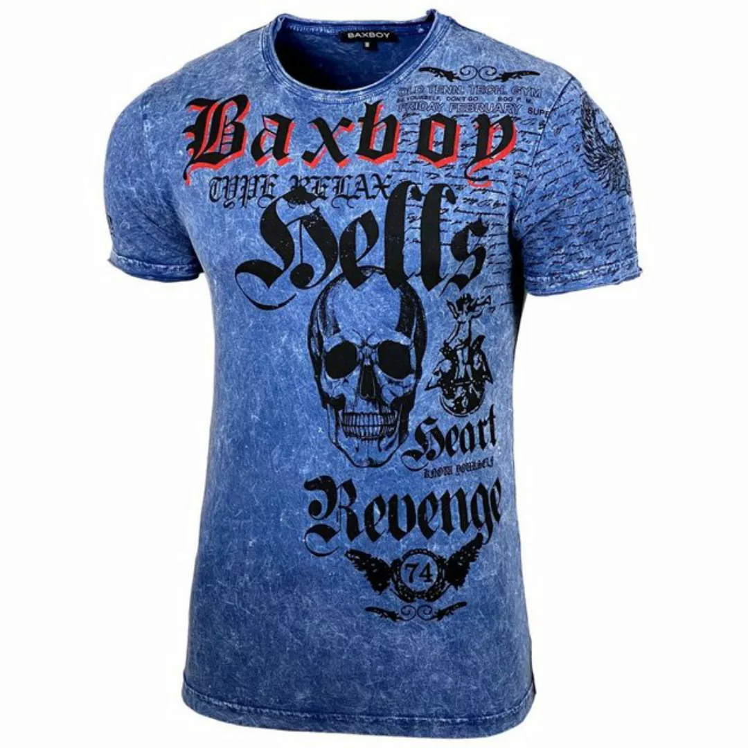 Baxboy T-Shirt Baxboy T-Shirt Oil Washed Totenkopf mit All-Over Print B-06 günstig online kaufen