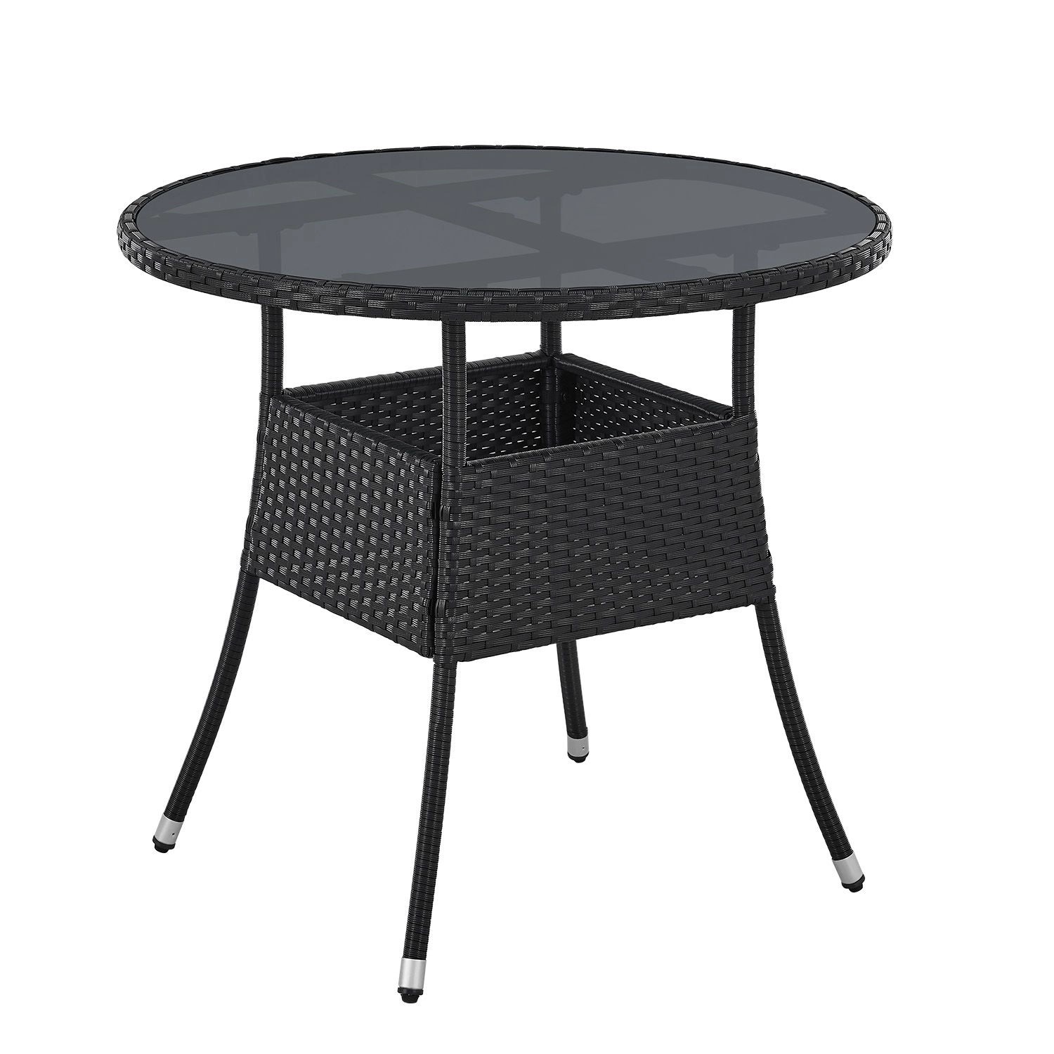 Juskys Polyrattan Gartentisch Yoro Rund Schwarz 80 cm günstig online kaufen