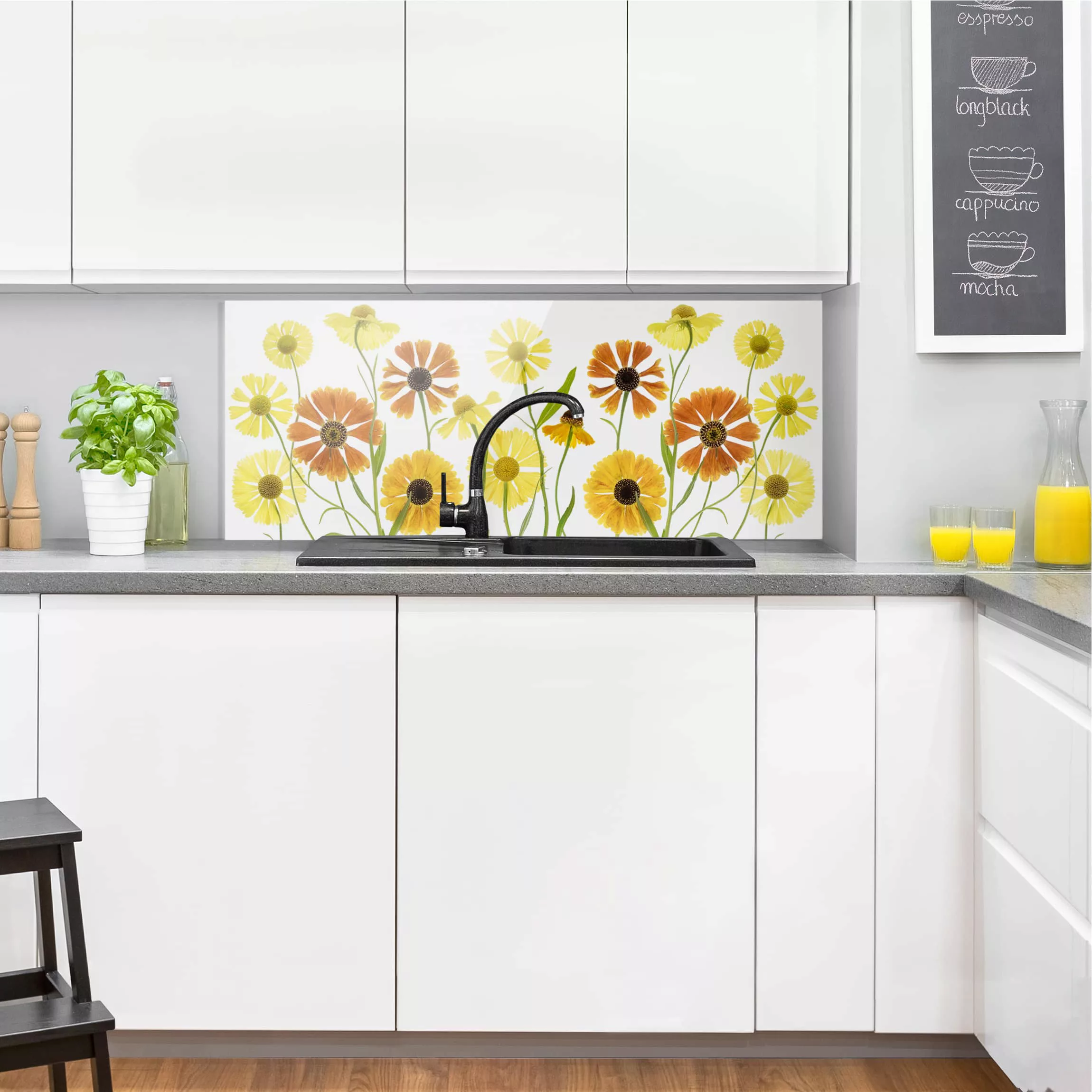 Glas Spritzschutz Blumen - Panorama Helenium günstig online kaufen