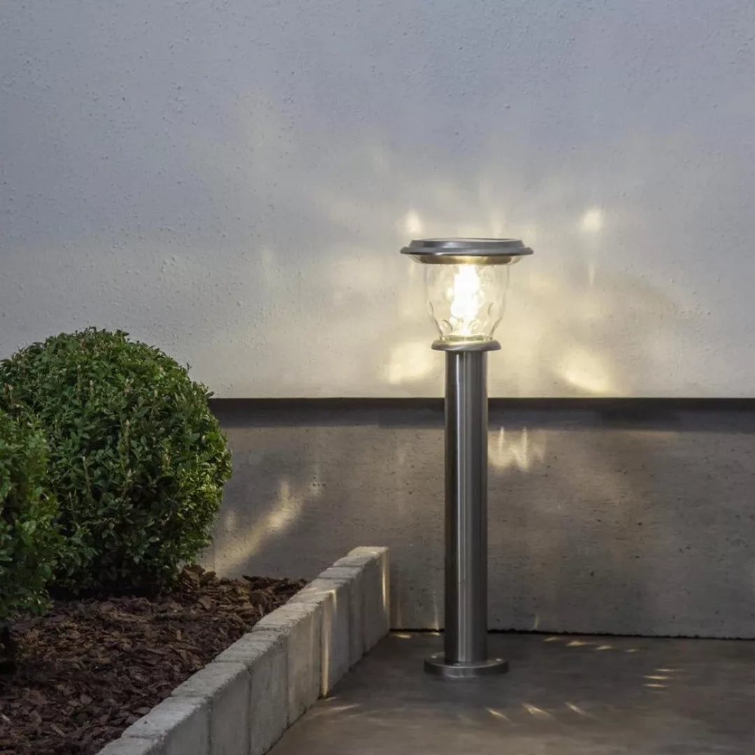 LED Solar Wegleuchte Pireus in Silber 0,03W 20lm IP44 mit Dämmerungssensor günstig online kaufen