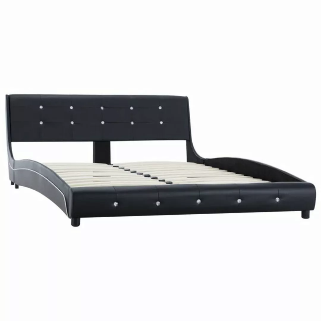 vidaXL Bettgestell Bett mit Matratze Schwarz Kunstleder 140 x 200 cm Bett B günstig online kaufen