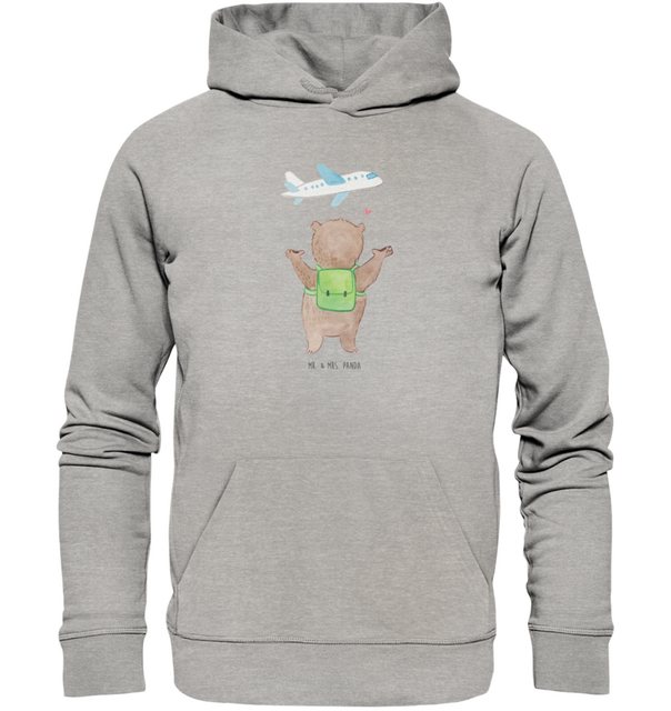 Mr. & Mrs. Panda Hoodie Größe L Bär Flugzeug - Heather Grey - Geschenk, Män günstig online kaufen