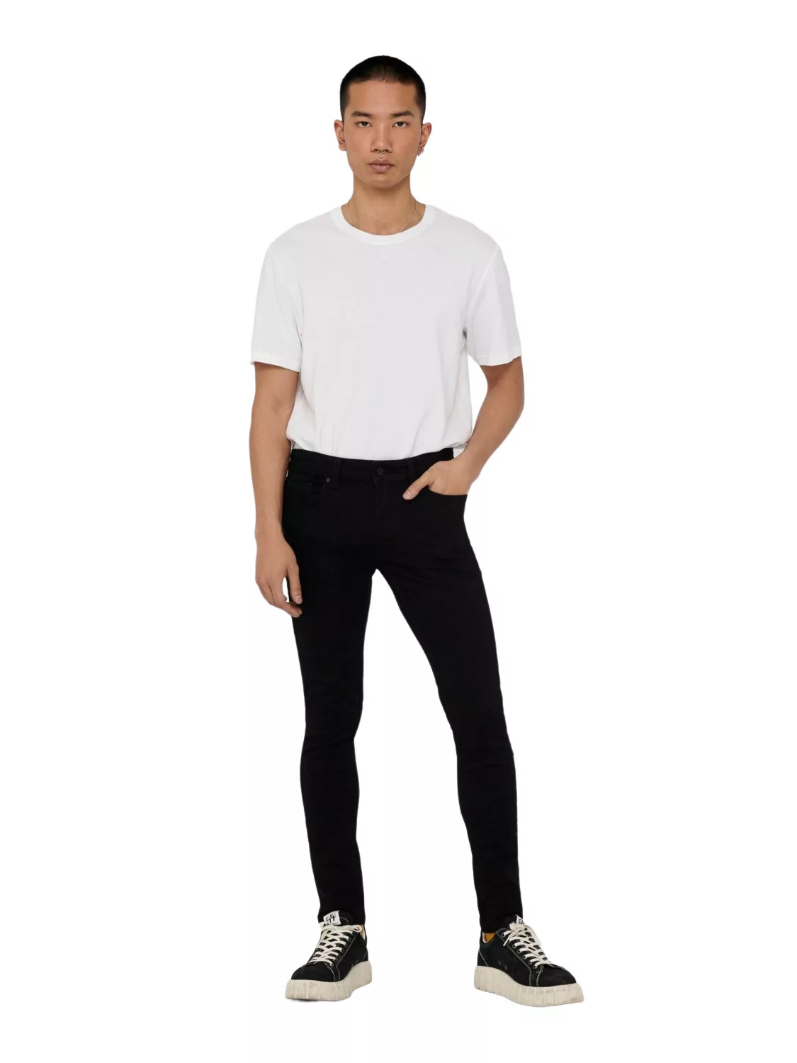 Only & Sons Herren Jeans ONSWARP SKINNY BLACK PK 9383 - Skinny Fit - Schwar günstig online kaufen