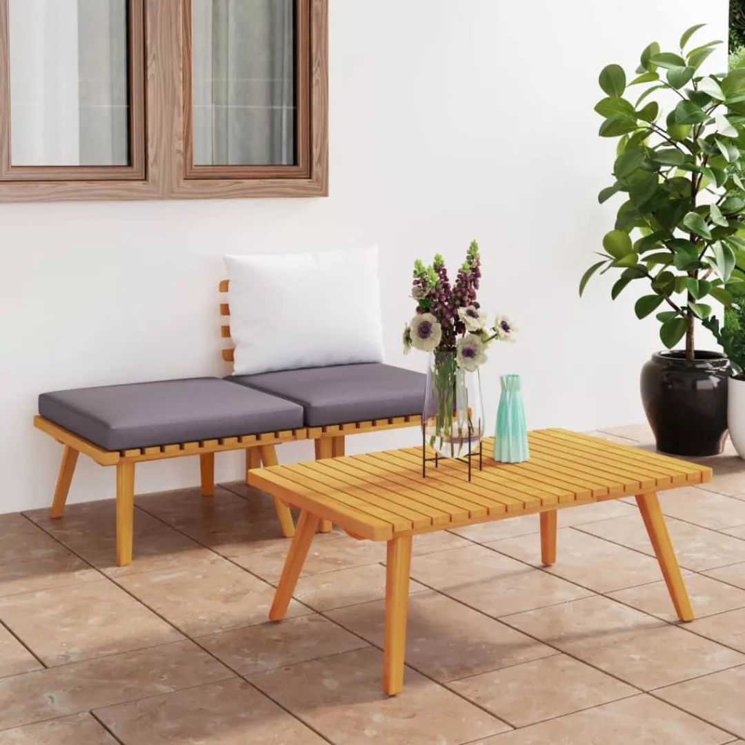 3-tlg. Garten-lounge-set Mit Kissen Massivholz Akazie günstig online kaufen