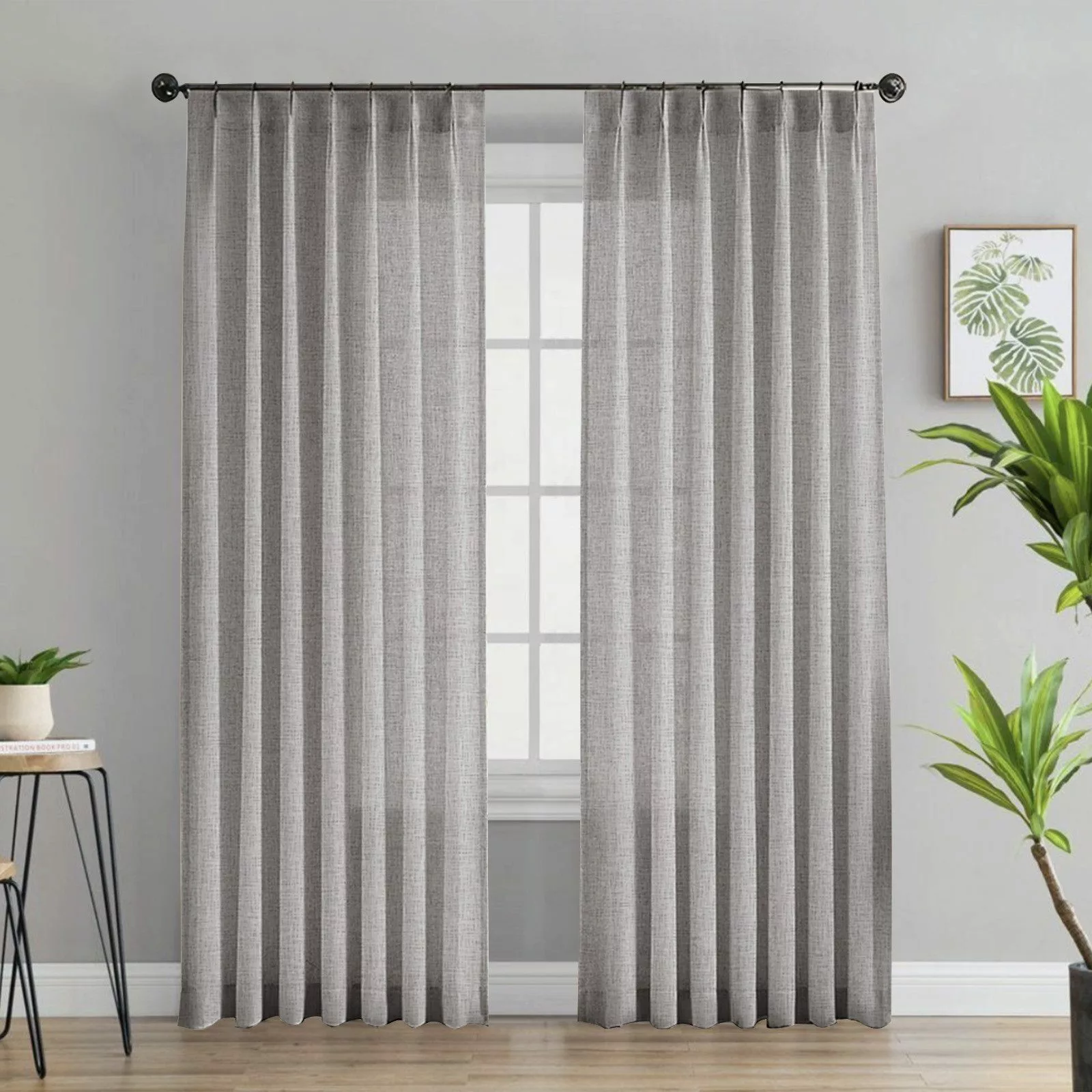 Jibenhome Gardine Leinenoptik Voile Vorhänge Modern günstig online kaufen