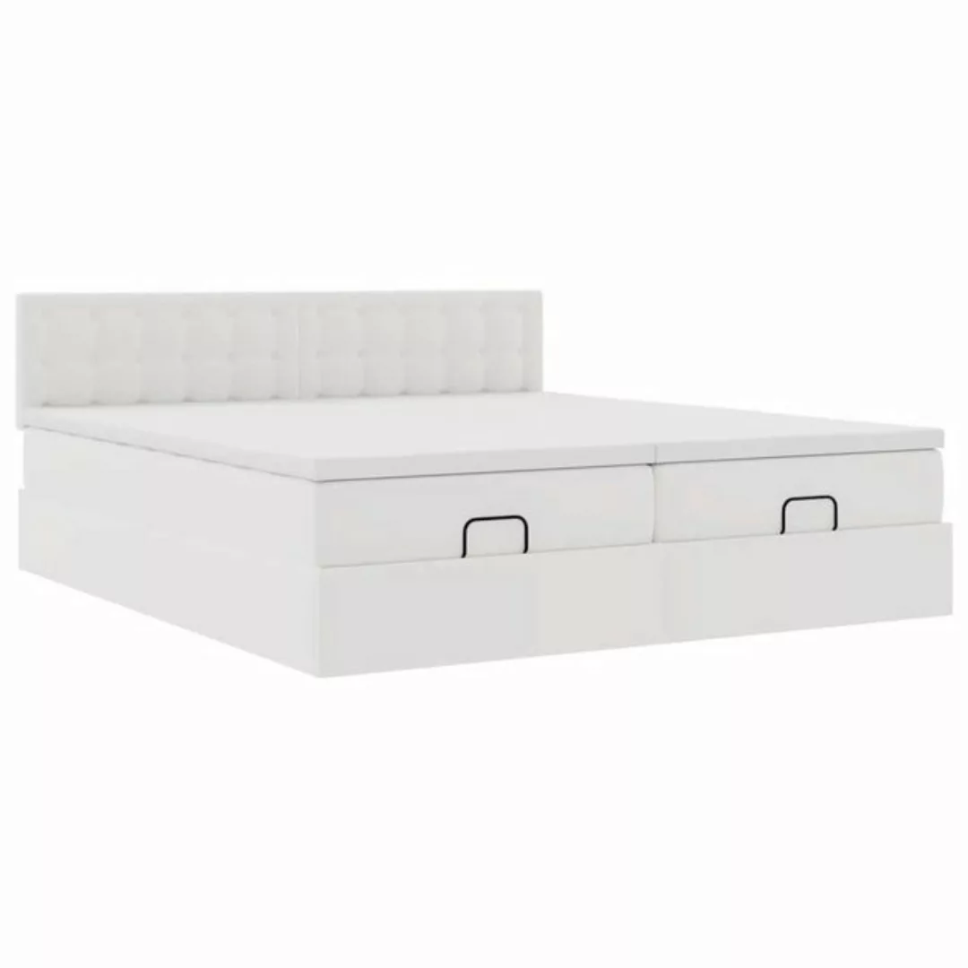 vidaXL Bett Ottoman-Bett mit Matratzen Weiß 180x200 cm Kunstleder günstig online kaufen