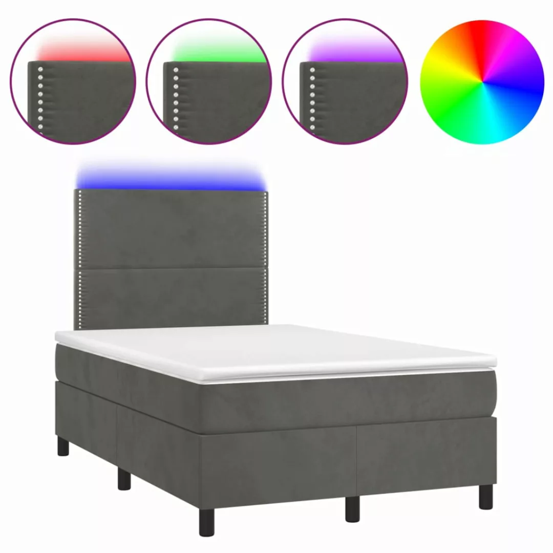 Vidaxl Boxspringbett Mit Matratze & Led Dunkelgrau 120x200 Cm Samt günstig online kaufen