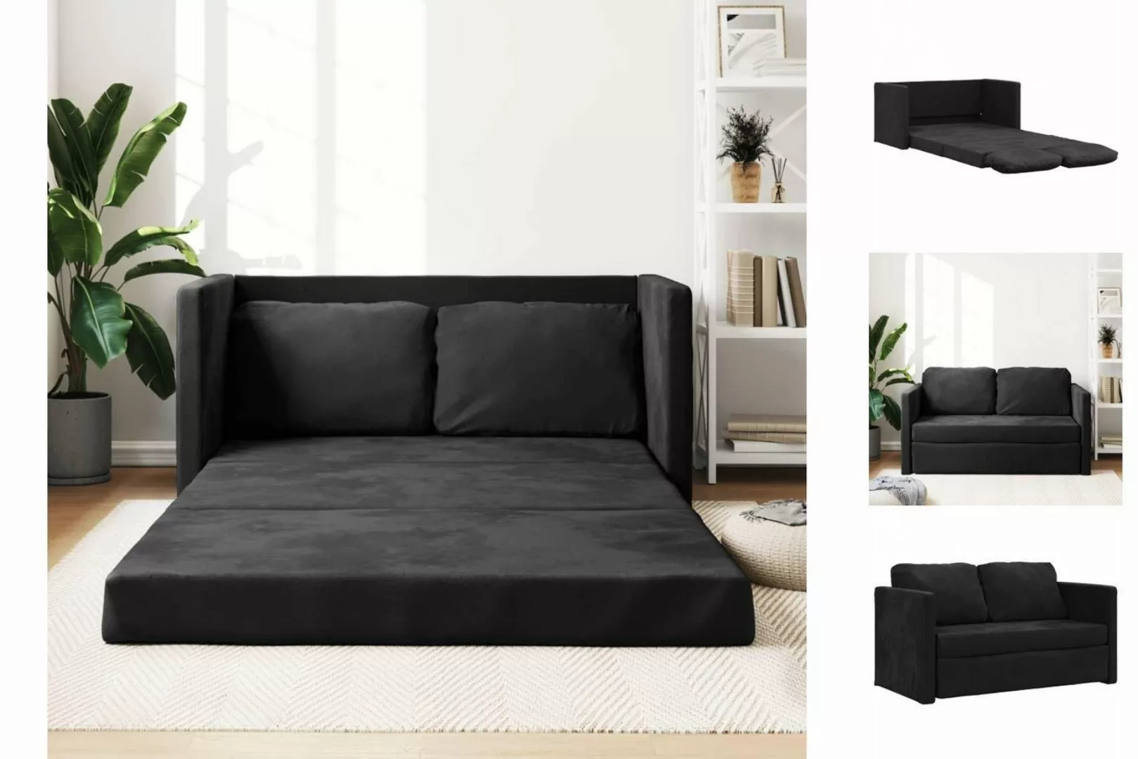 vidaXL Sofa Bodensofa mit Schlaffunktion Schwarz 122x204x55 cm Samt günstig online kaufen