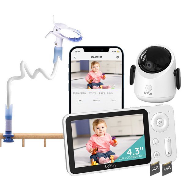 Boifun Babyphone 2MP Babyphone mit Kamera 30 Stunden Akku mit 4,3 Zoll mit günstig online kaufen