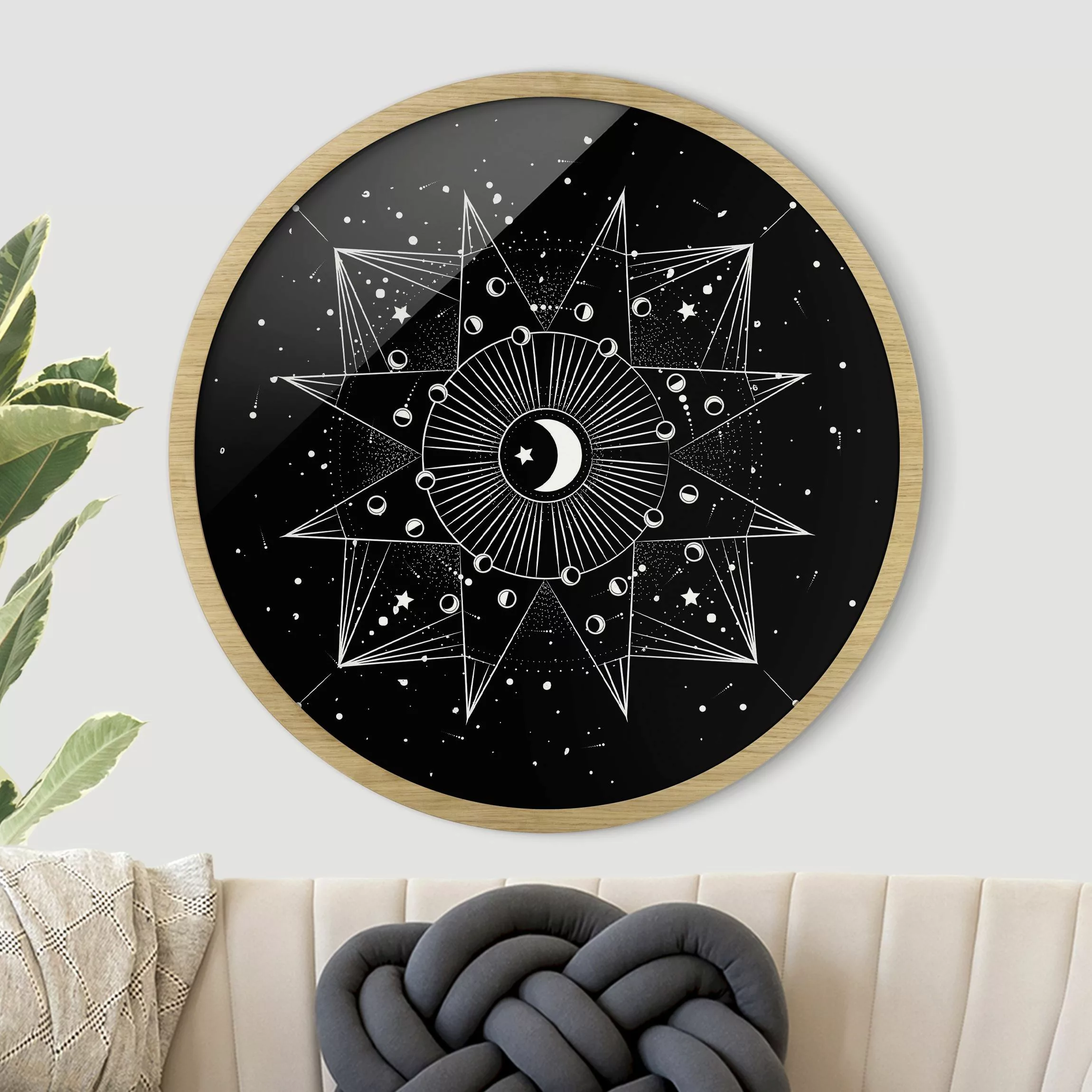 Rundes Gerahmtes Bild Astrologie Mond Magie Schwarz günstig online kaufen