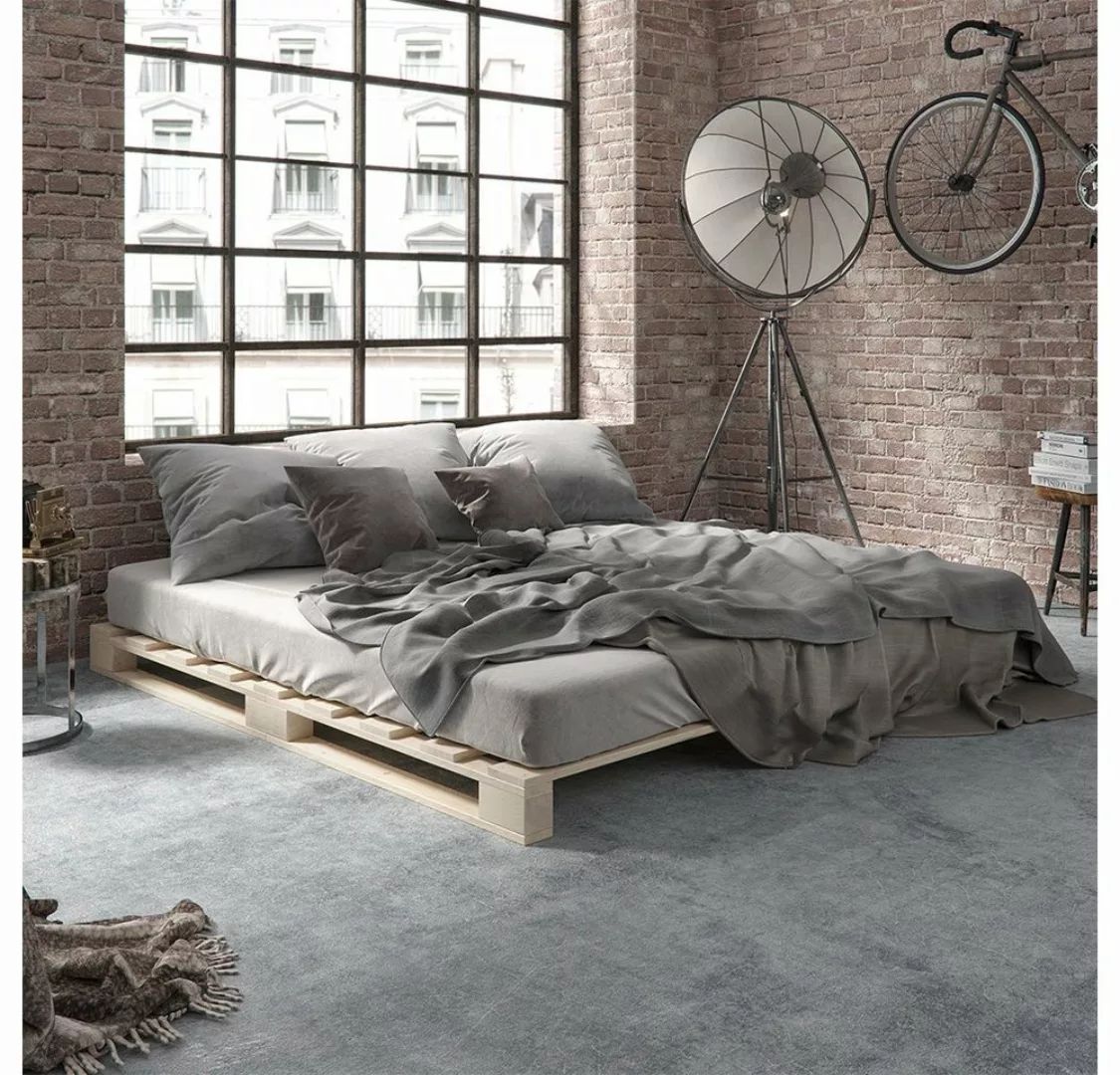 VitaliSpa Palettenbett Holzbett Palettenmöbel 180x200cm Bettgestell Futonbe günstig online kaufen