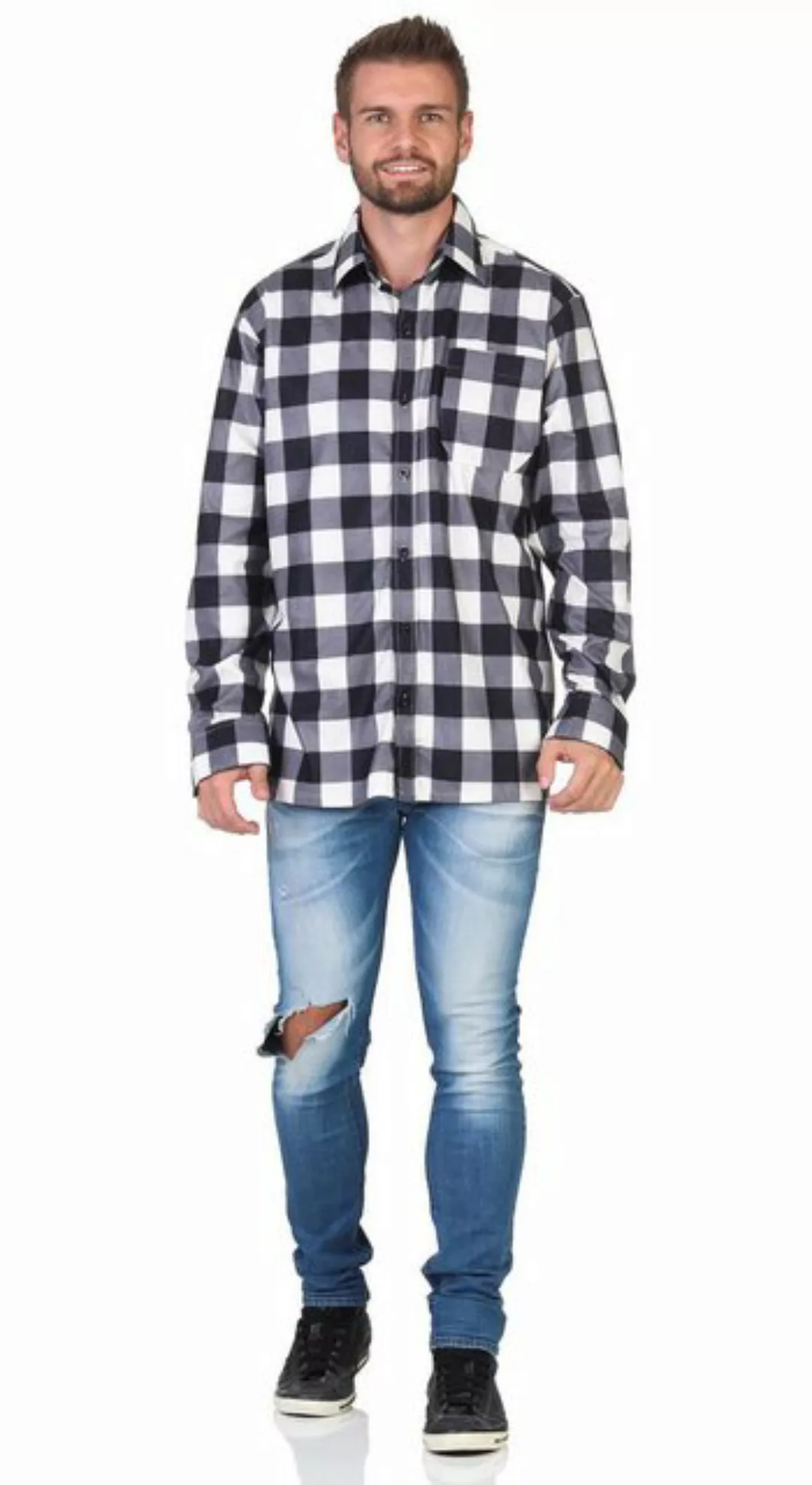 EloModa Langarmshirt Herren Holzfäller Hemd Karohemd Freizeithemd Langarm, günstig online kaufen