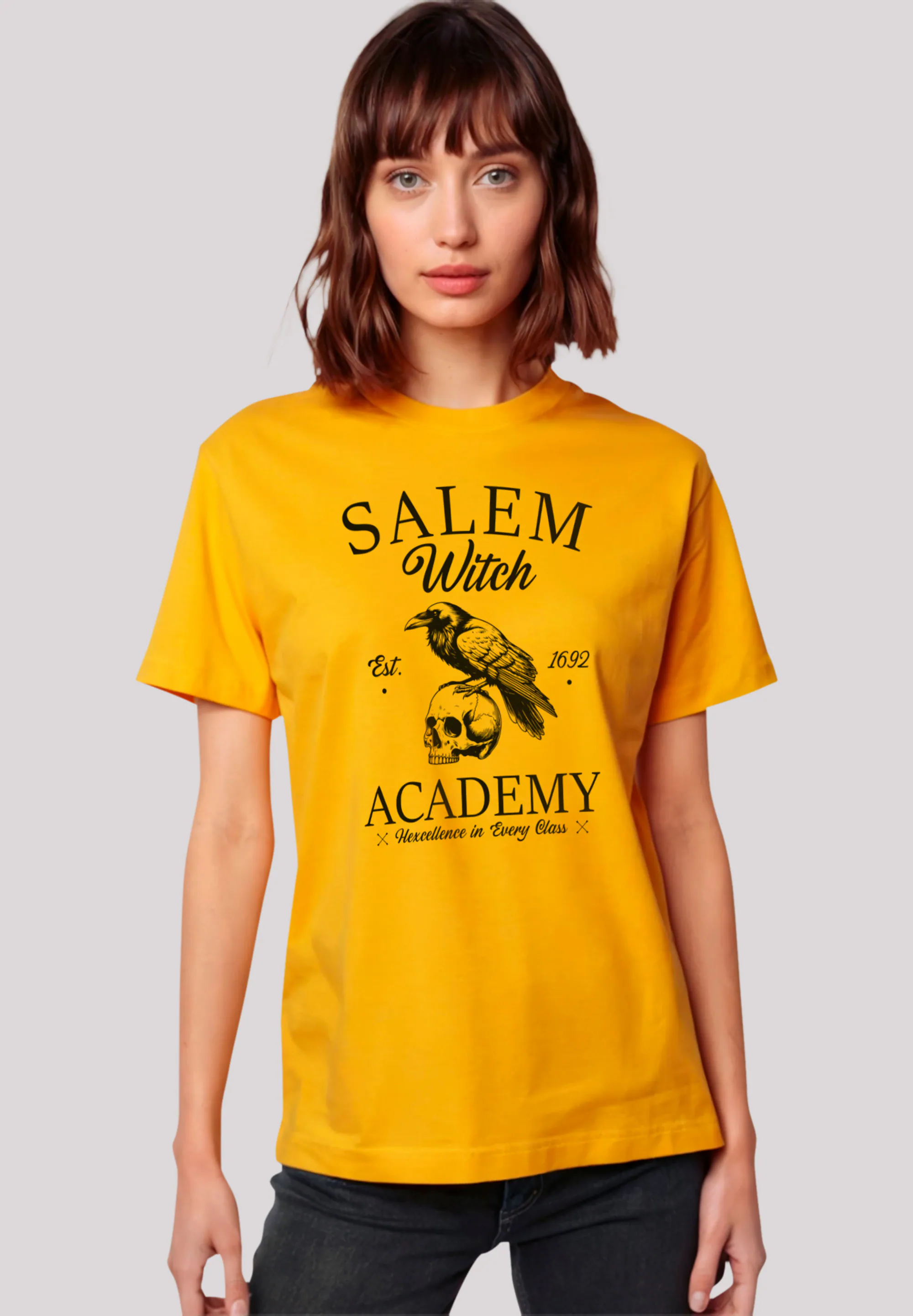 F4NT4STIC T-Shirt "Halloween University Salem witch crow skull", Premium Qu günstig online kaufen