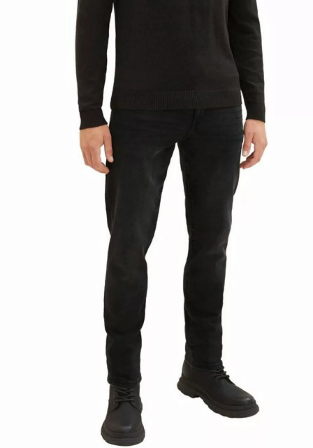 Tom Tailor Herren Jeans JOSH - Slim Fit - Schwarz - Used Dark Stone Black D günstig online kaufen