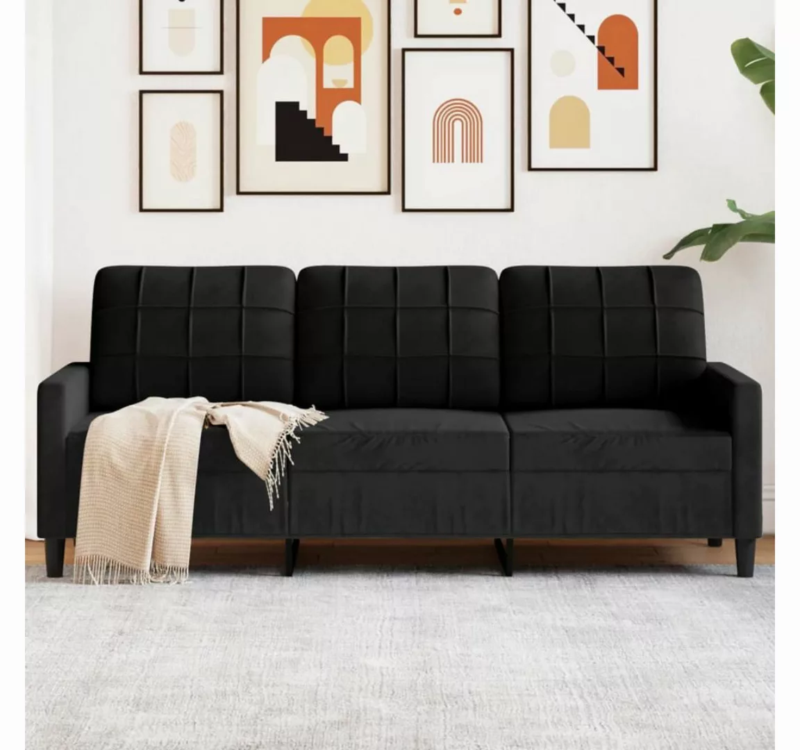 vidaXL Sofa, 3-Sitzer-Sofa Schwarz 180 cm Samt günstig online kaufen