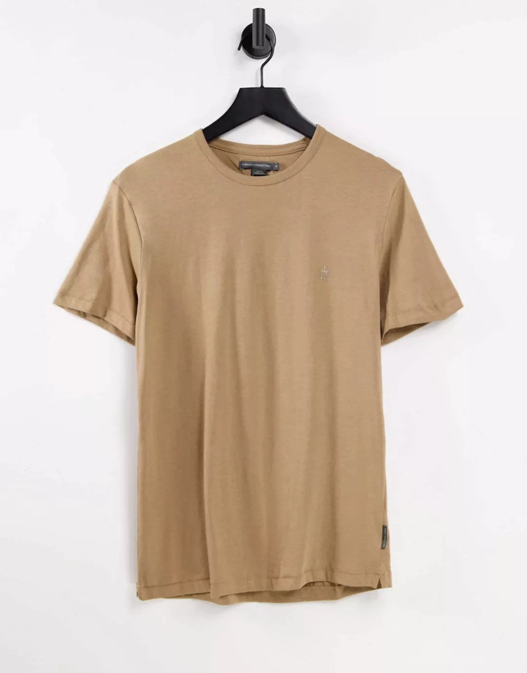 French Connection – T-Shirt mit Rundhalsausschnitt in Camel-Braun günstig online kaufen