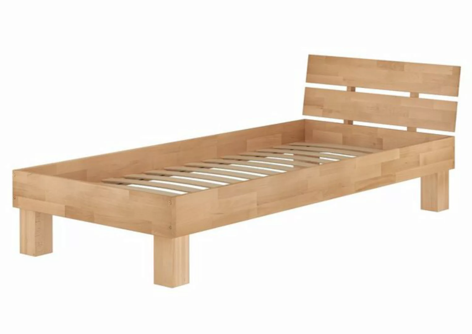 ERST-HOLZ Bett Massivholzbett Buche 100x200 mit Federleisten, Buchefarblos günstig online kaufen