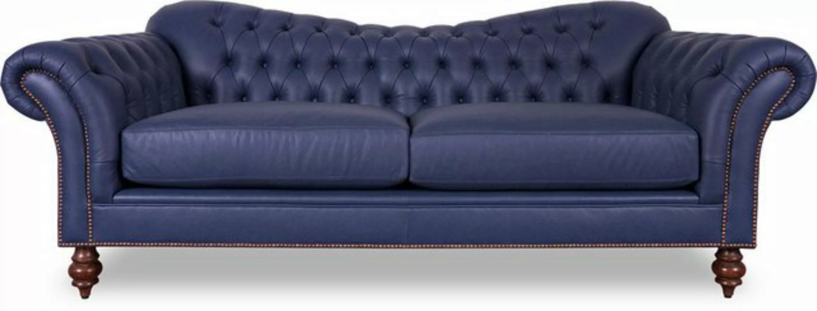 Xlmoebel Sofa Elegantes 240cm Chesterfield Wohnzimmer Sofa in Blau aus Lede günstig online kaufen