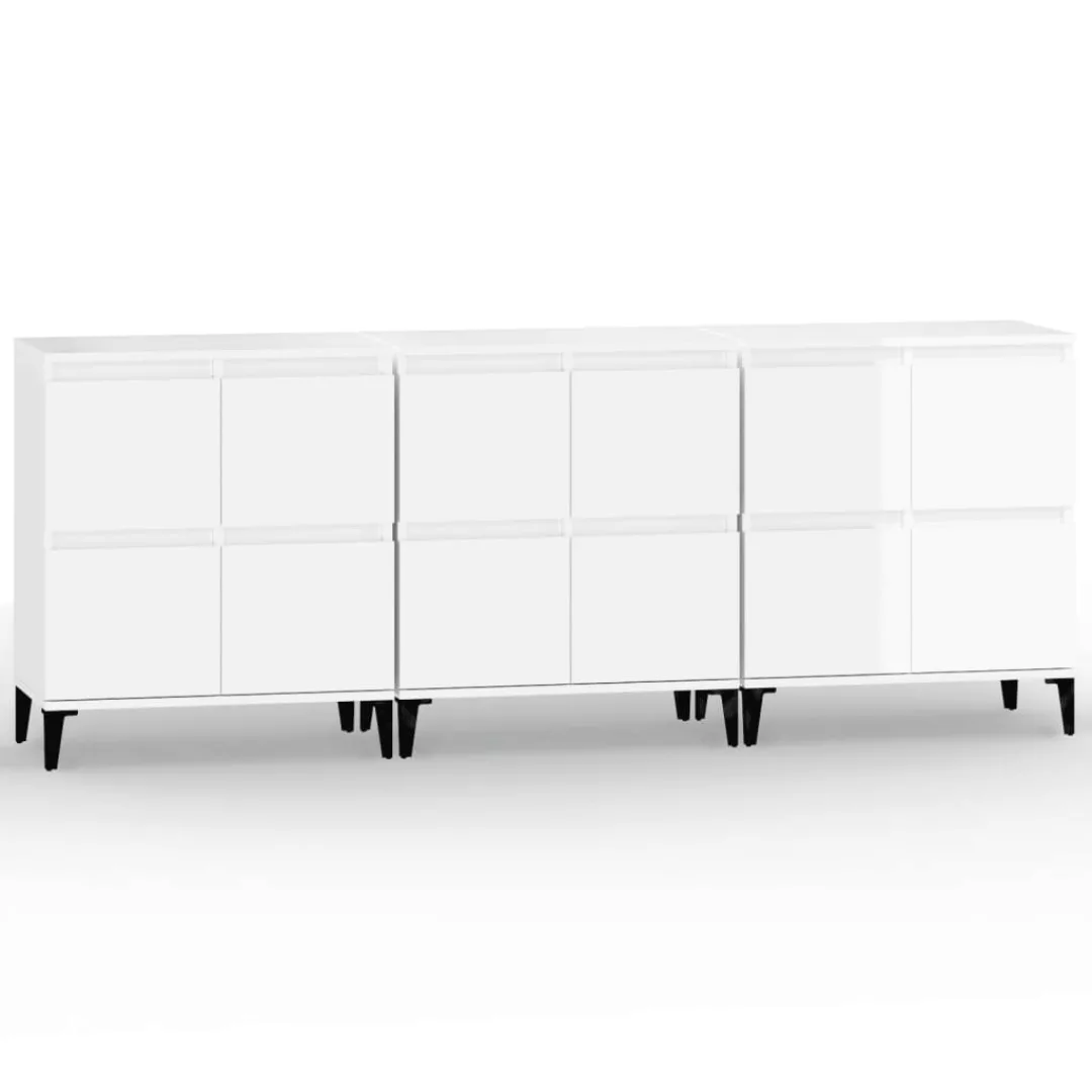 Vidaxl Sideboards 3 Stk. Hochglanz-weiß 60x35x70 Cm Holzwerkstoff günstig online kaufen