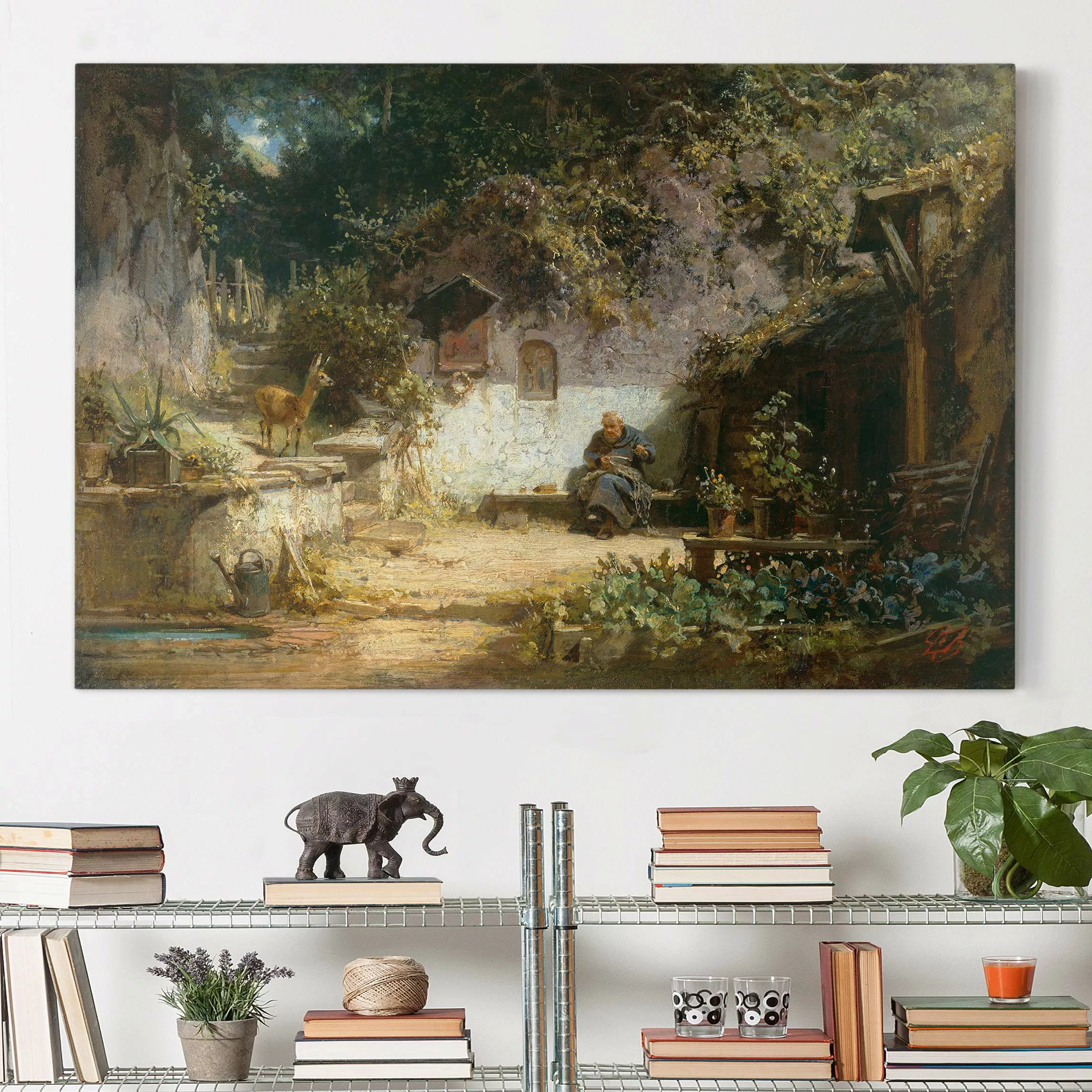 Leinwandbild Kunstdruck - Querformat Carl Spitzweg - Ein Reh günstig online kaufen