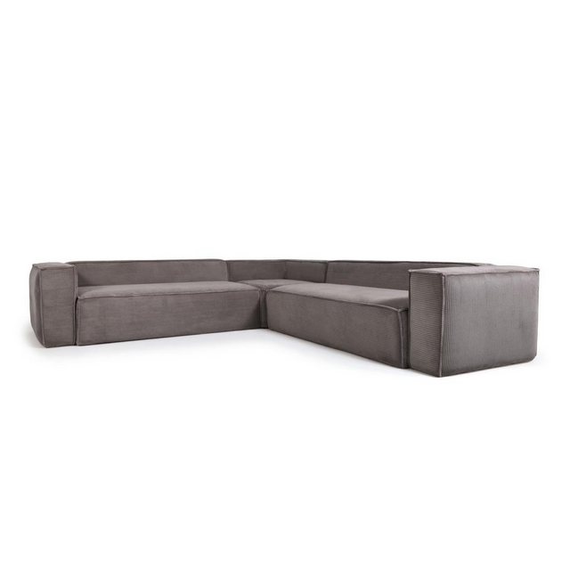 Natur24 Sofa Ecksofa Blok 6-Sitzer in grauem Cord 320x320cm Couch günstig online kaufen