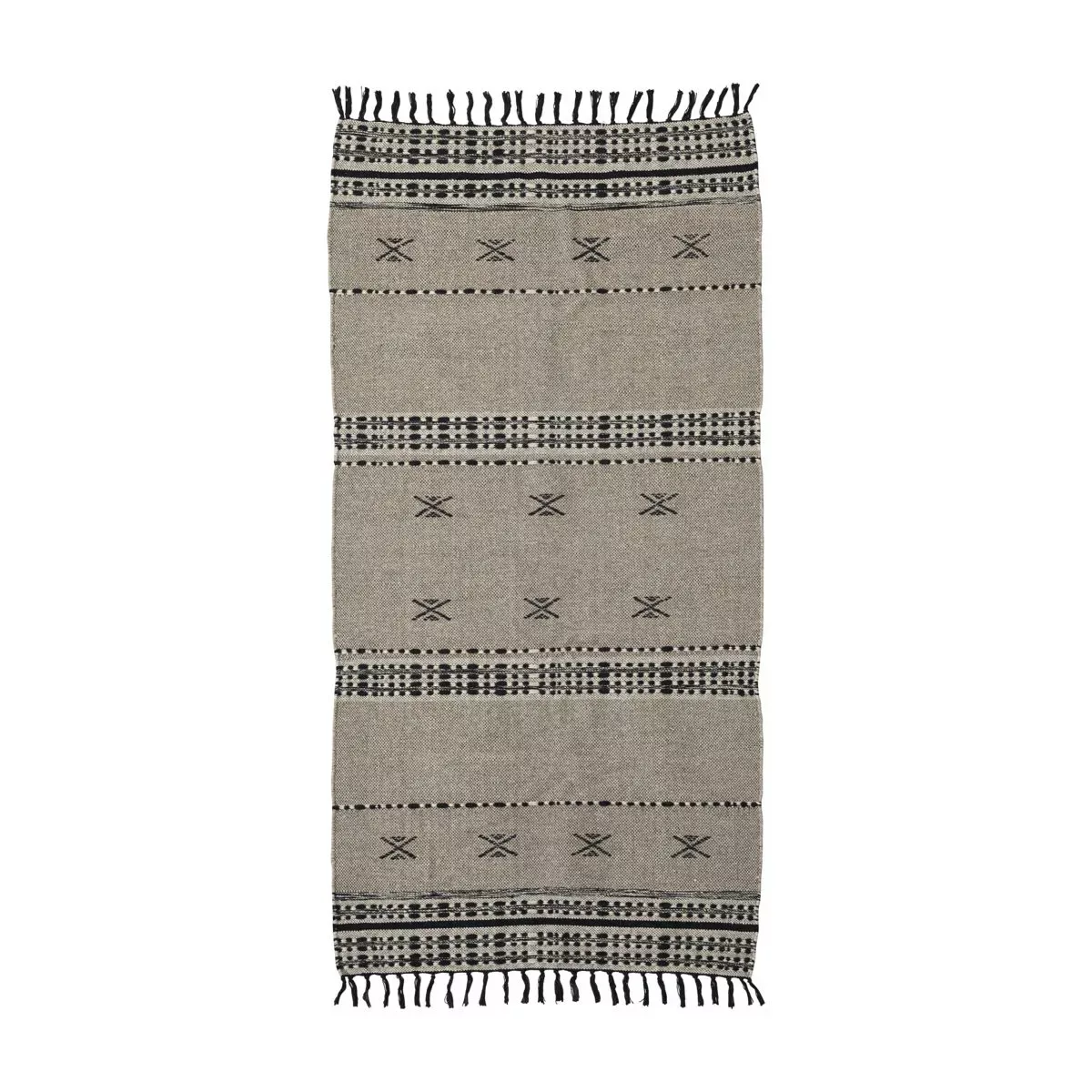 Teppich Cros in Grau aus Wolle und Baumwolle mit Muster günstig online kaufen
