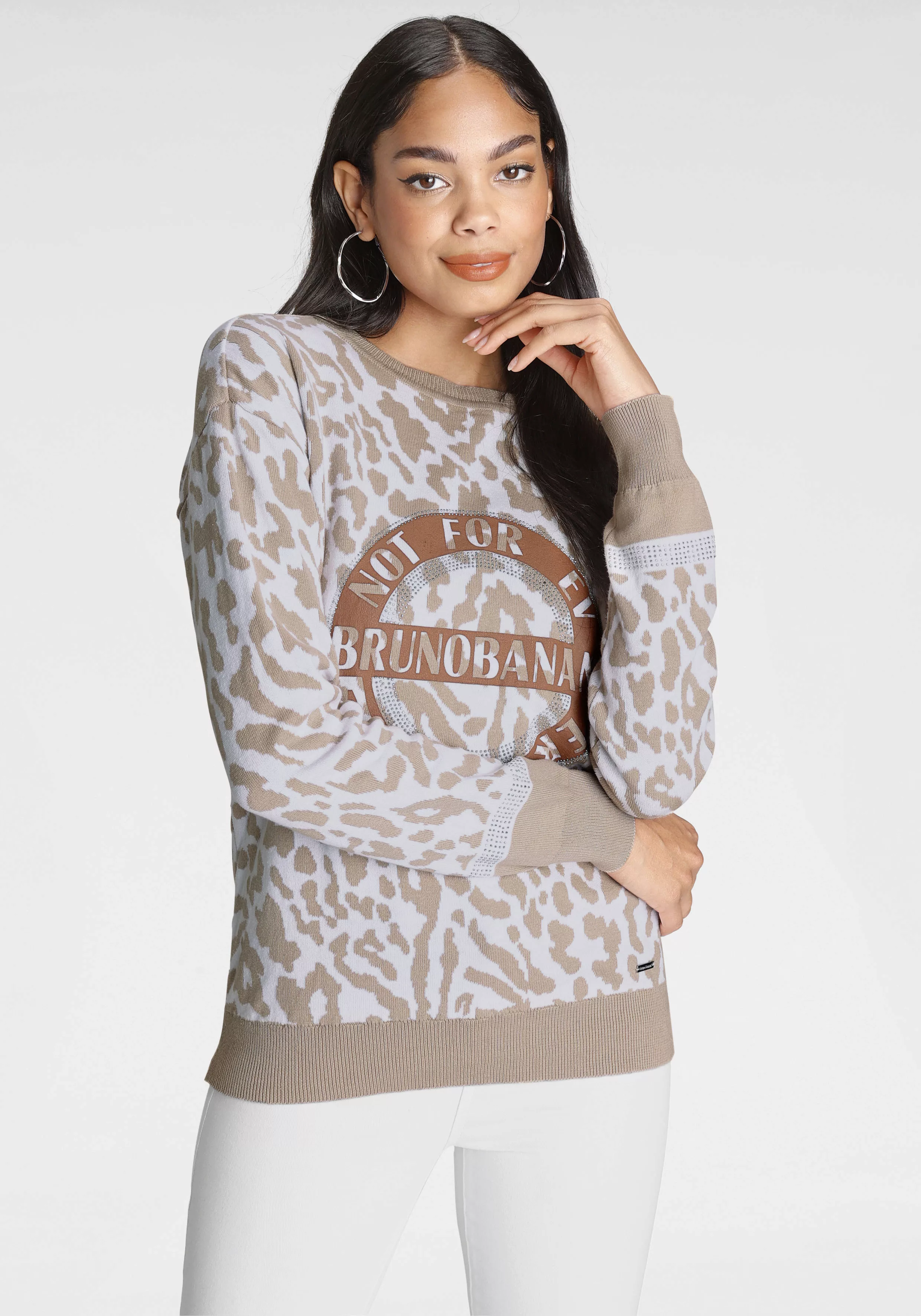 Bruno Banani Rundhalspullover Animal Muster Jacquard günstig online kaufen