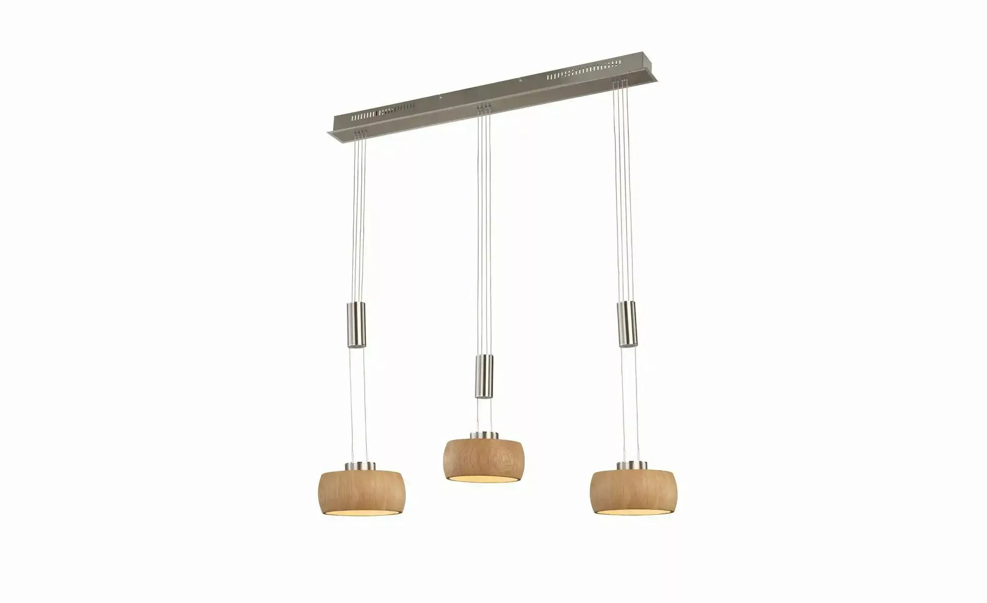 LED-Hängelampe Shine-Wood, Eiche/nickel, Länge 100 cm 3-flg. günstig online kaufen