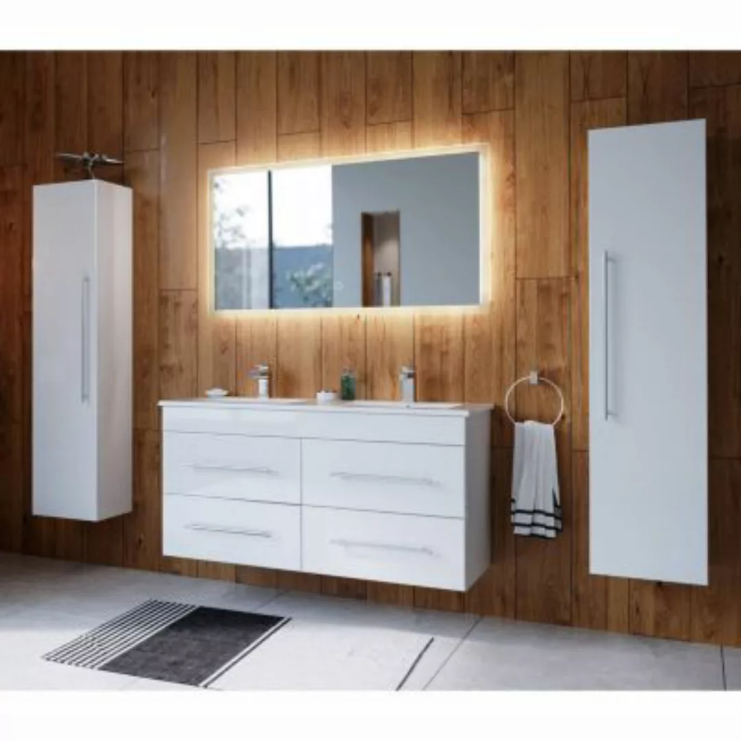 Lomadox Badezimmer Set mit 2 Hochschränken, weiss Hochglanz LAOS-02  inkl. günstig online kaufen