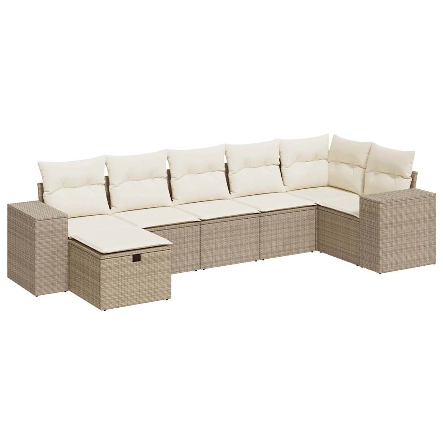 vidaXL 7-Tlg Garten-Sofagarnitur mit Kissen Beige Poly Rattan 3325704 günstig online kaufen