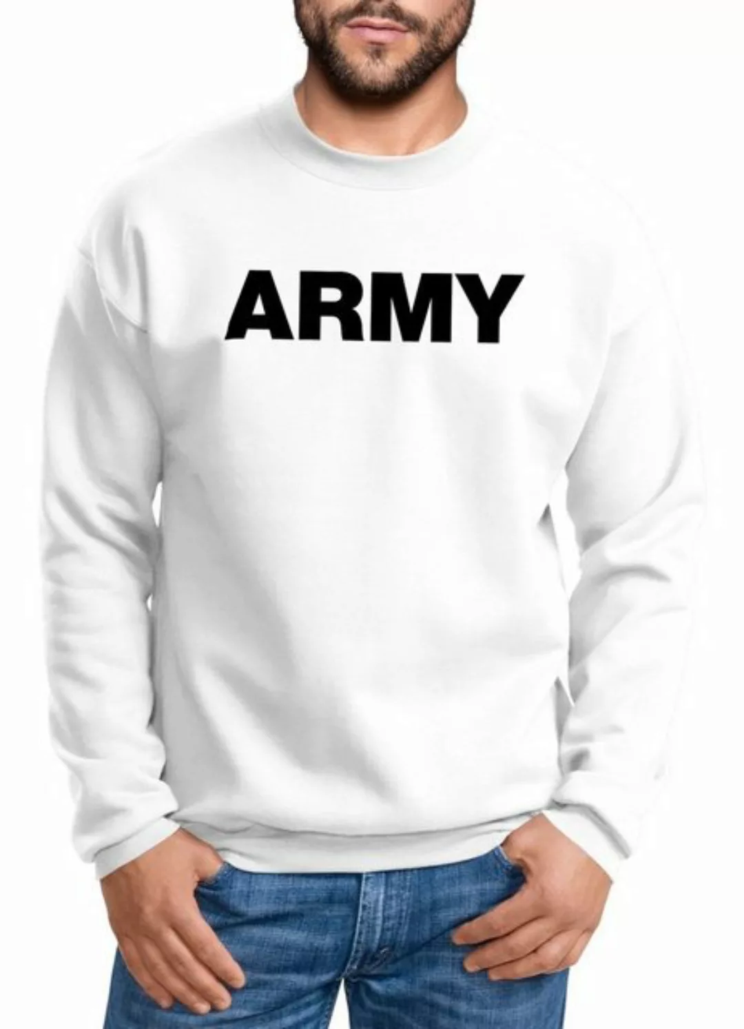 Neverless Sweatshirt Sweatshirt Herren Aufdruck Army Print Rundhals-Pullove günstig online kaufen