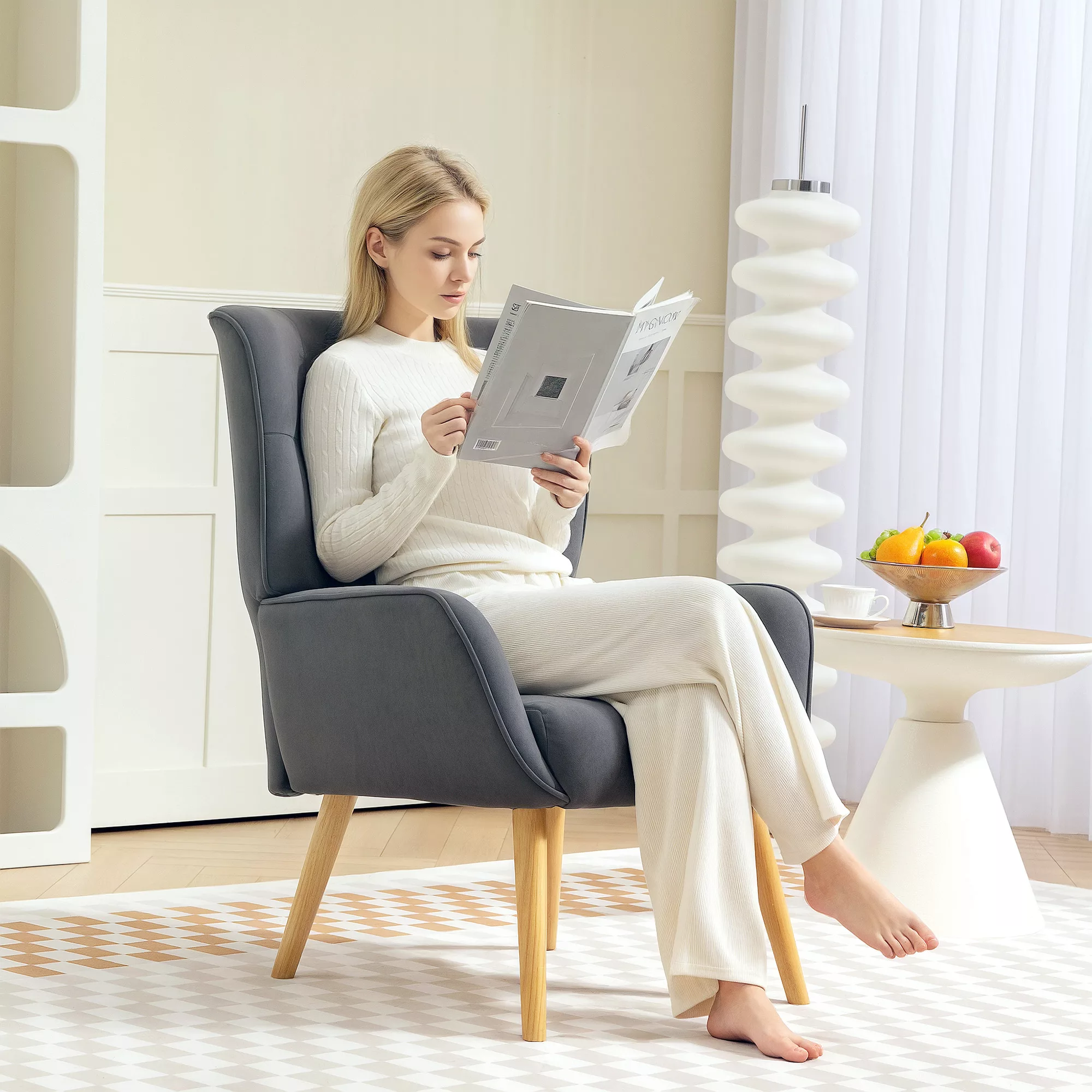 HOMCOM Sessel Wohnzimmer Loungesessel Relaxsessel mit Holzbeine Lesesessel günstig online kaufen